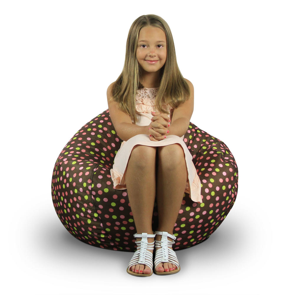 American Furniture Alliance Classic Small Bean Bag - Brown w/Pink Dots