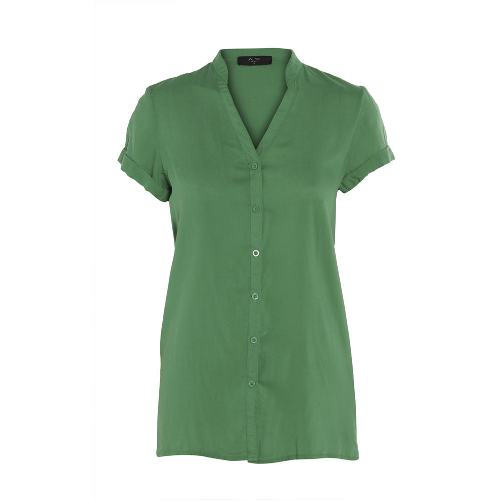 AX Paris Women's Cap Sleeve Green Shirt - Online Exclusive
