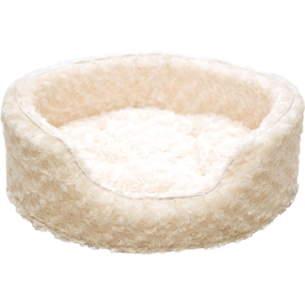 PAW Snuggle Round Comfy Fur Pet Bed - Cream - Medium