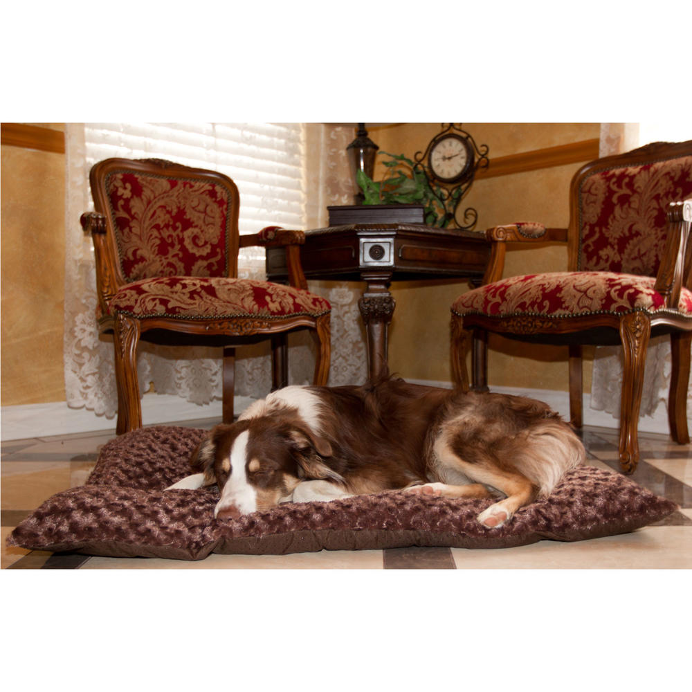 PAW Lavish Cushion Pillow Furry Pet Bed - Chocolate - XLarge