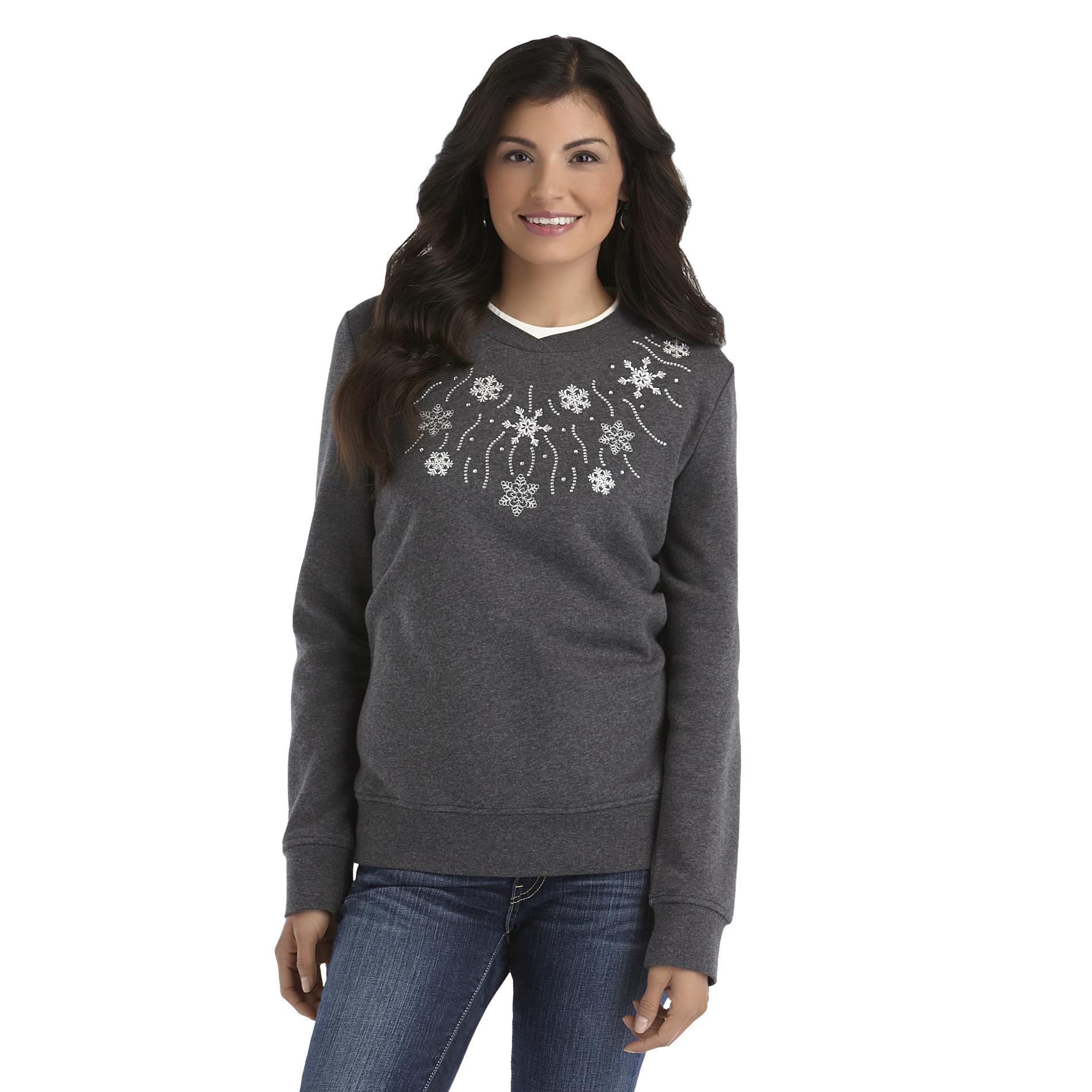 Laura Scott Petite's Holiday Sweatshirt - Snowflakes