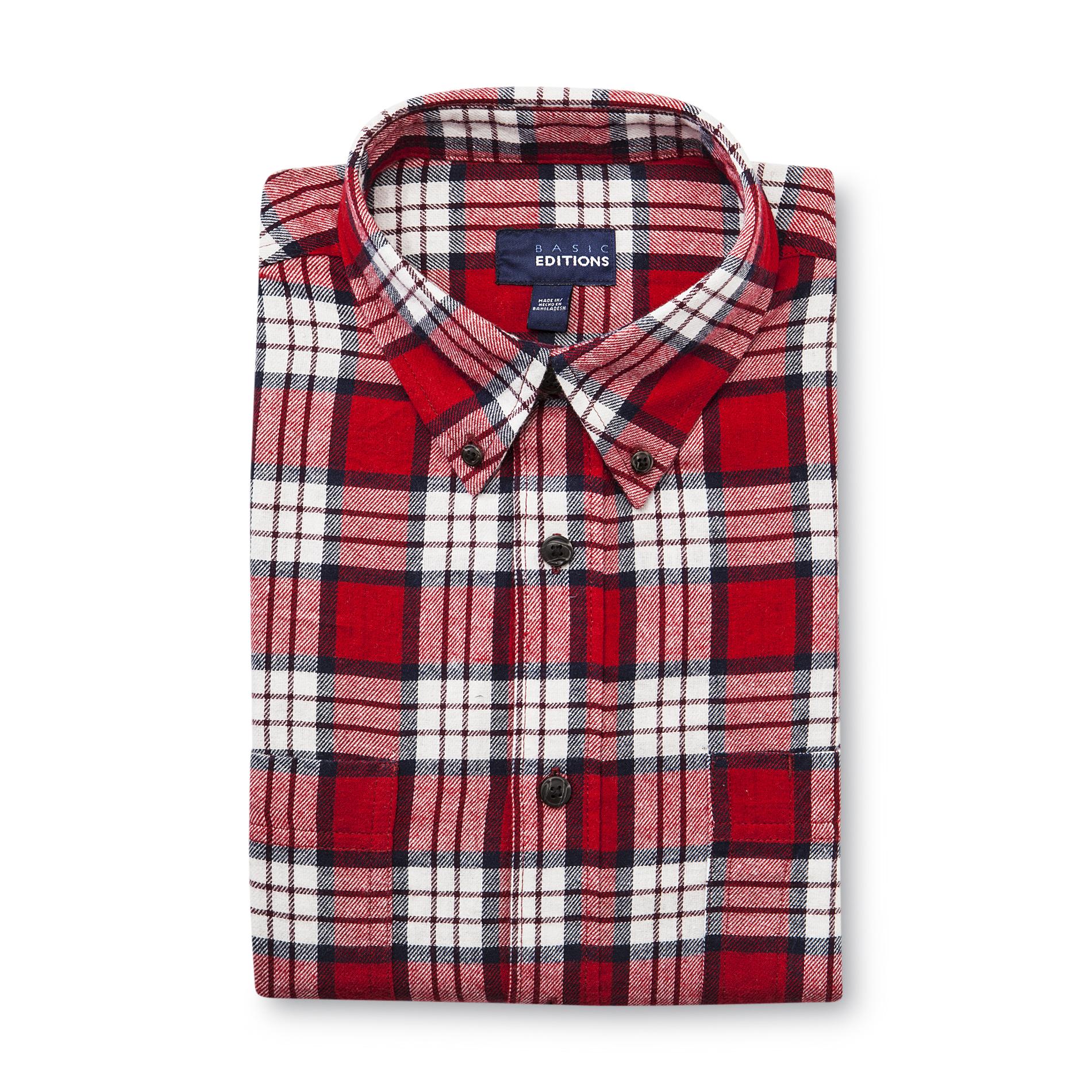 Basic Editions Men's Big & Tall Flannel Shirt - Plaid
