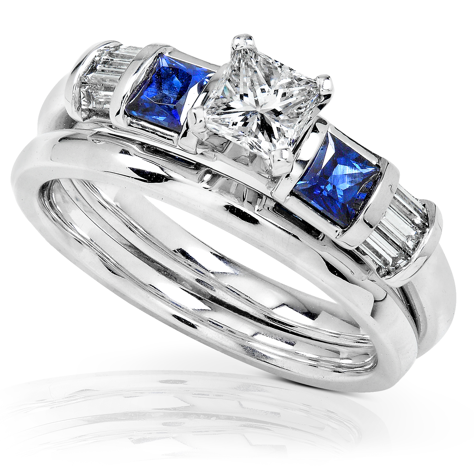 Diamond-Me Blue Sapphire & Diamond Wedding Rings Set 3/4 Carat (ct.tw ...
