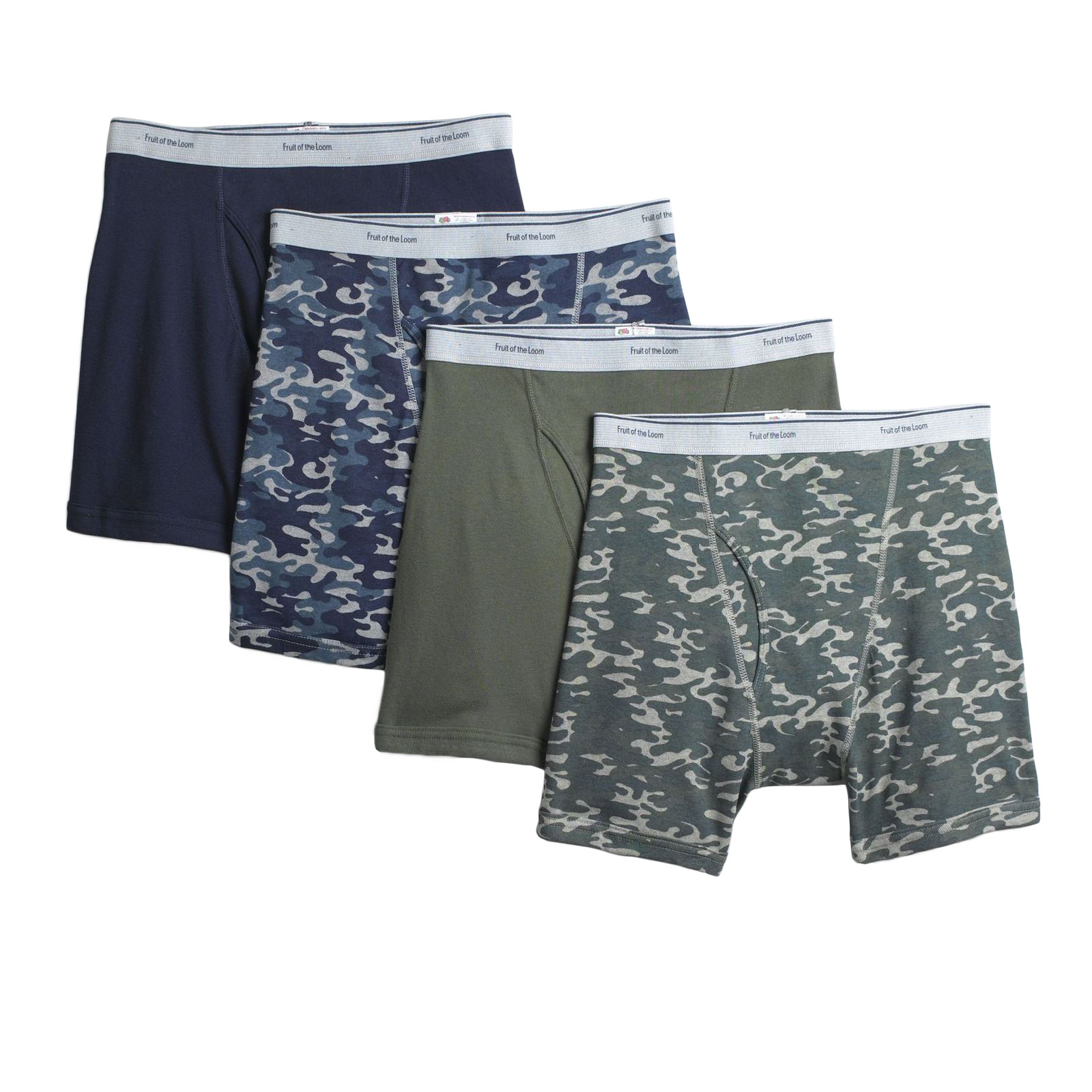 Fruit of the Loom Men's 4-Pack Print & Solids Boxer Briefs