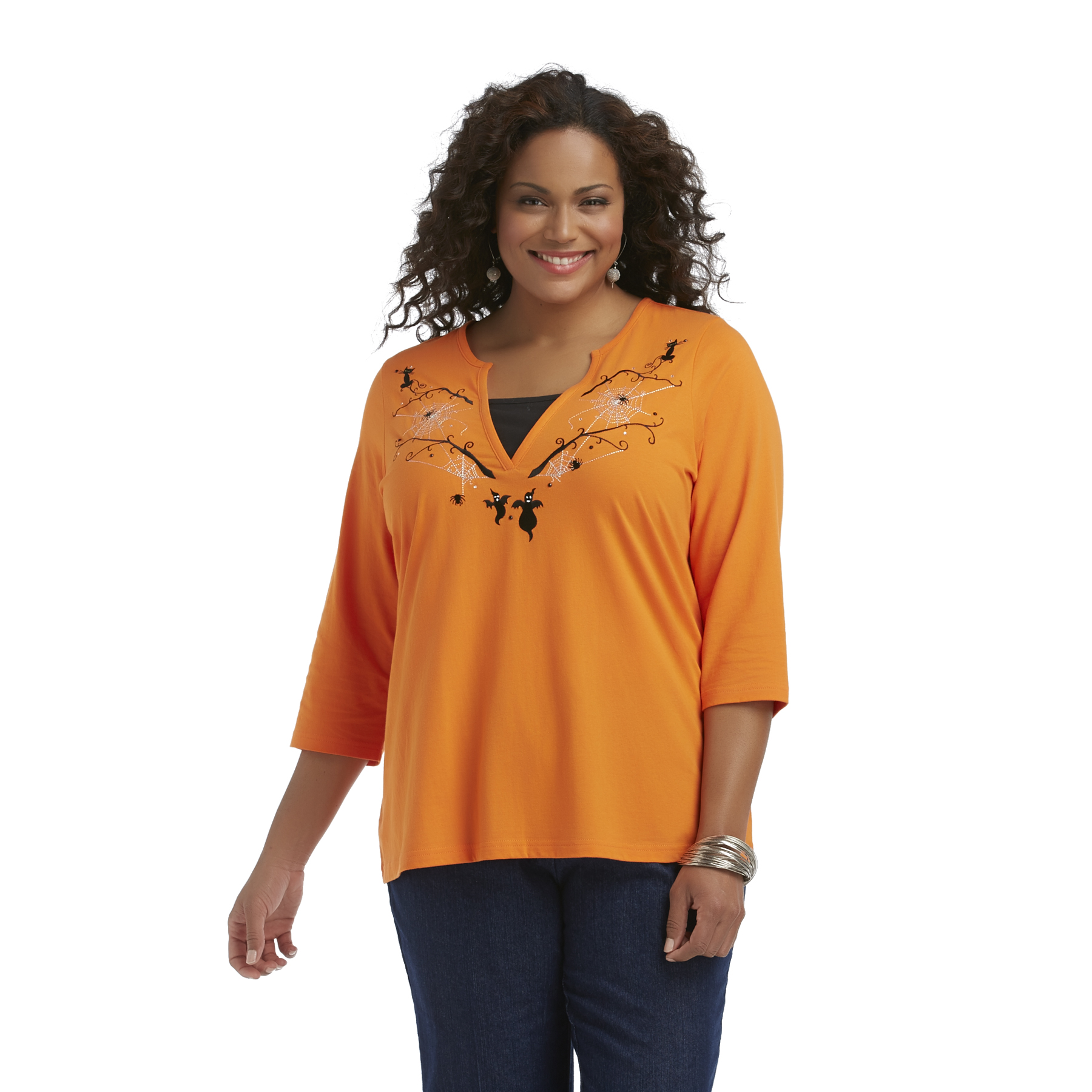 Holiday Editions Women's Plus Halloween T-Shirt - Layered Look
