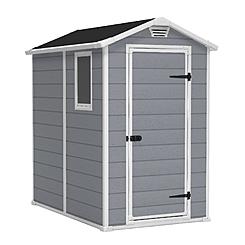 Keter Manor 4x6 Resin Outdoor Storage Shed Kit-Perfect to Store Patio Furniture, Garden Tools Bike Accessories, Beach Chairs and