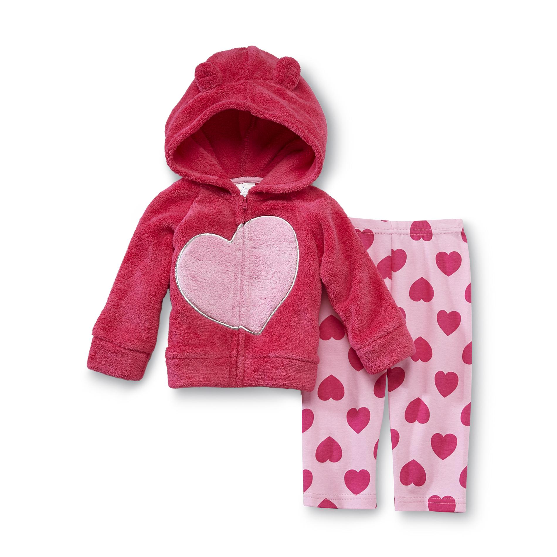 Small Wonders Infant Girl's Plush Jacket & Cotton Pants - Heart