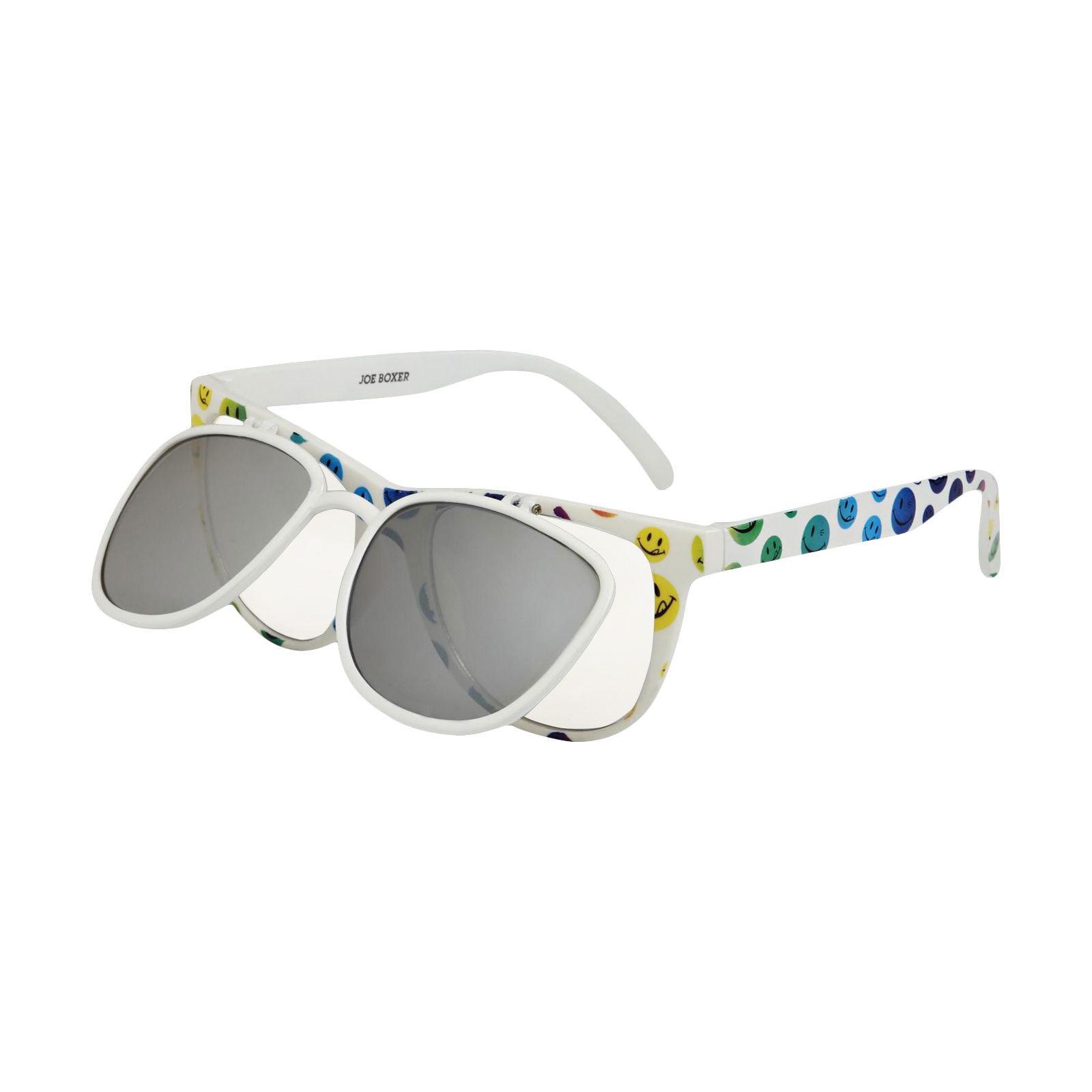 Joe Boxer Women's Smiley White Retro Flip Sunglasses