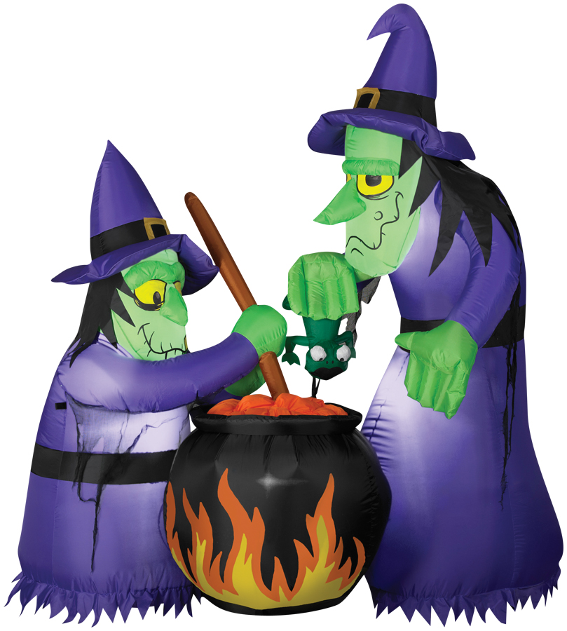 6&#8217; Airblown&#174; Double Witches with Cauldron Prop