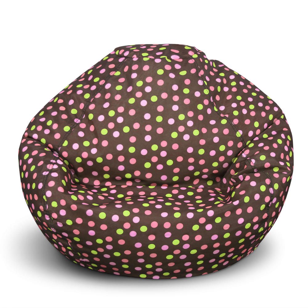 American Furniture Alliance Classic Small Bean Bag - Brown w/Pink Dots