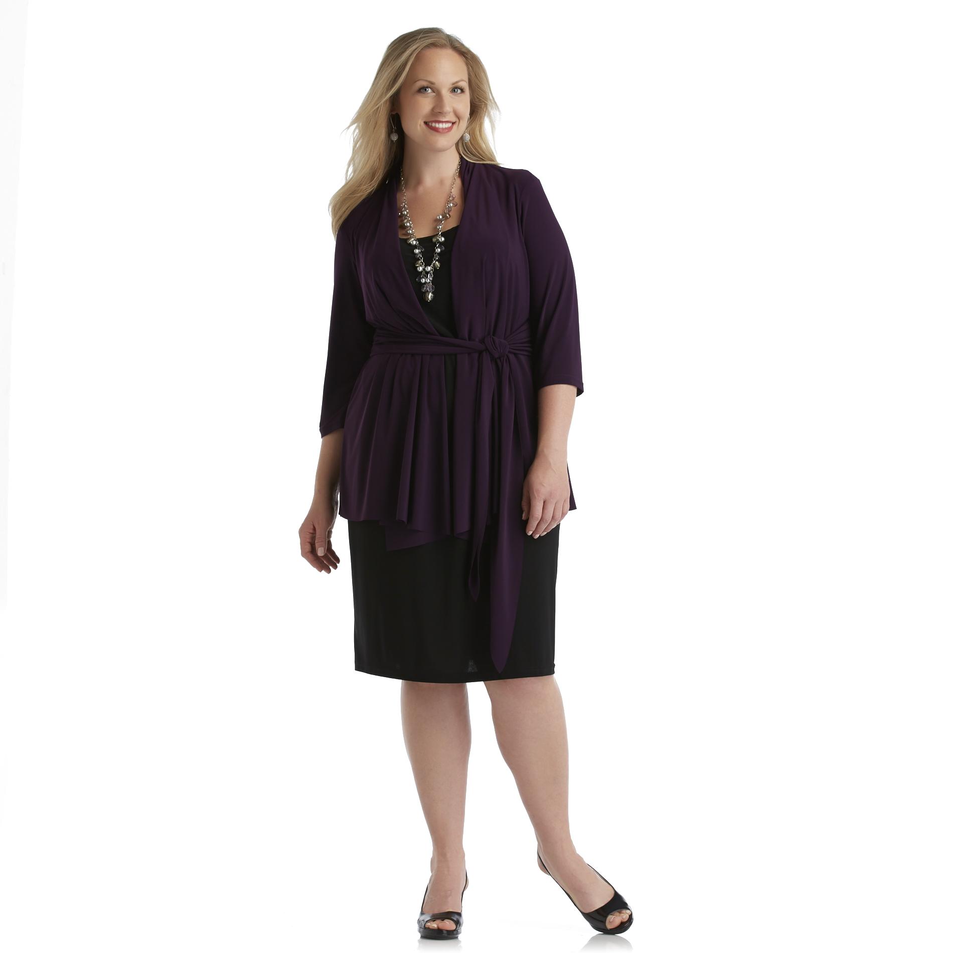 Kathy Roberts Women's Plus Sleeveless Dress & Attached Jacket