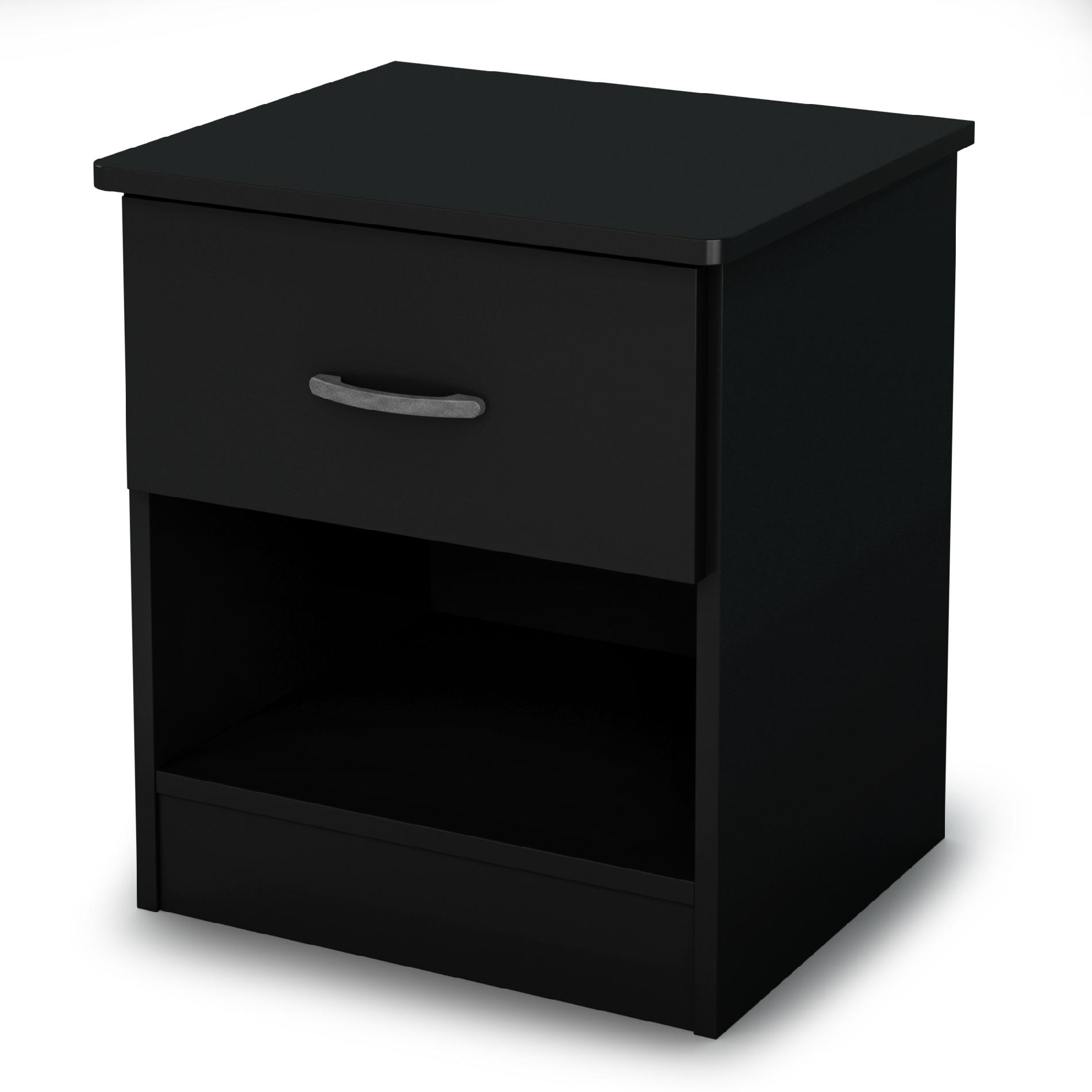 South Shore Libra 1-Drawer Nightstand, Pure Black