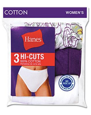Hanes Women's No Ride Up Cotton Hi-Cut 3-Pack