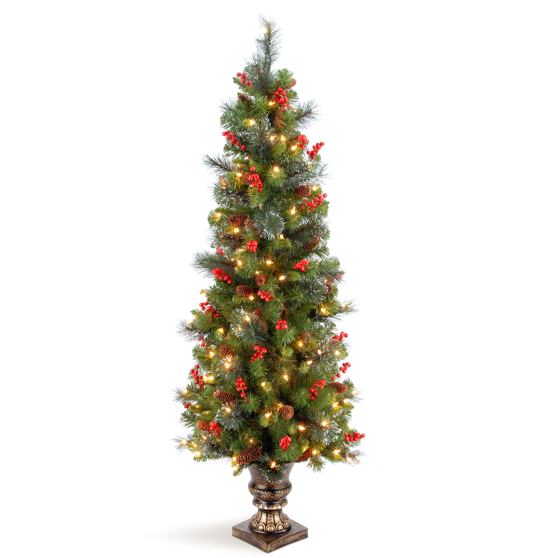 National Tree Company 5 ft. Crestwood Spruce Entrance Tree with Clear Lights