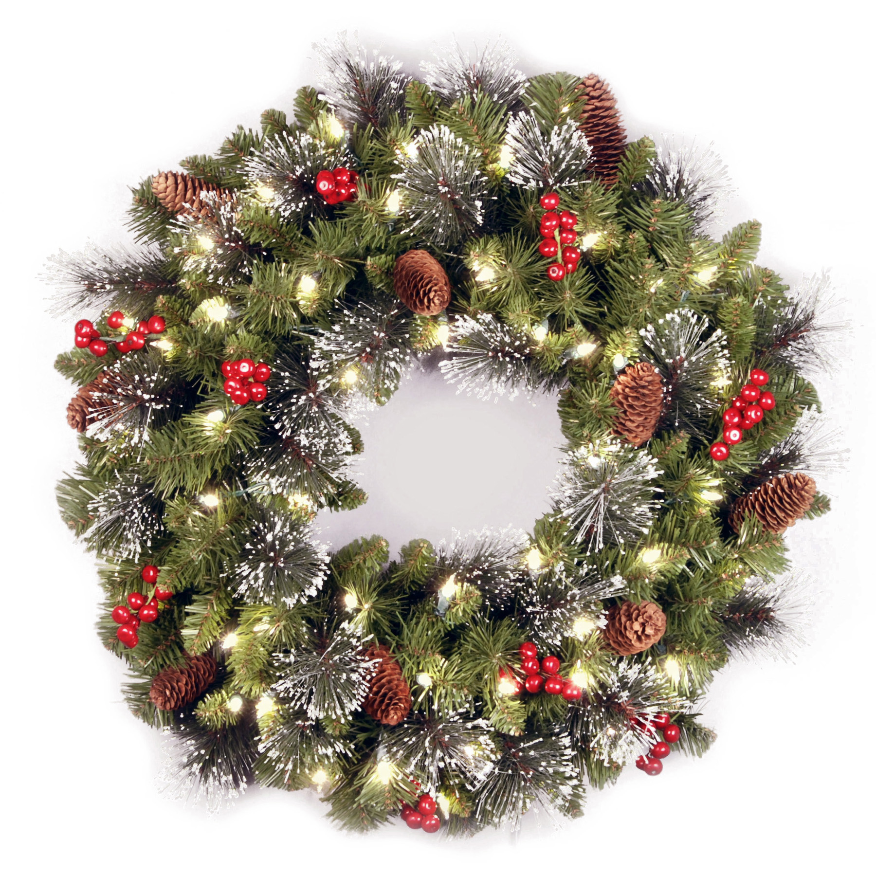 National Tree Company 24" Crestwood Spruce Wreath with Clear Lights