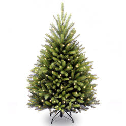 national tree company pre-lit artificial mini christmas tree, green, dunhill fir, white lights, includes stand, 4.5 feet
