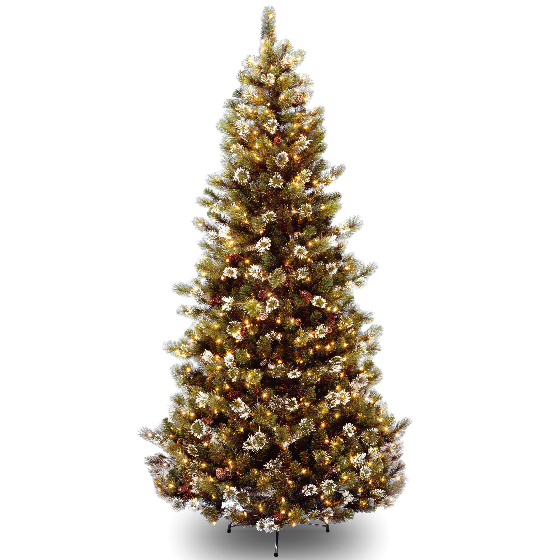 National Tree Company 7.5 ft. Glittery Pine Slim Tree with Clear Lights