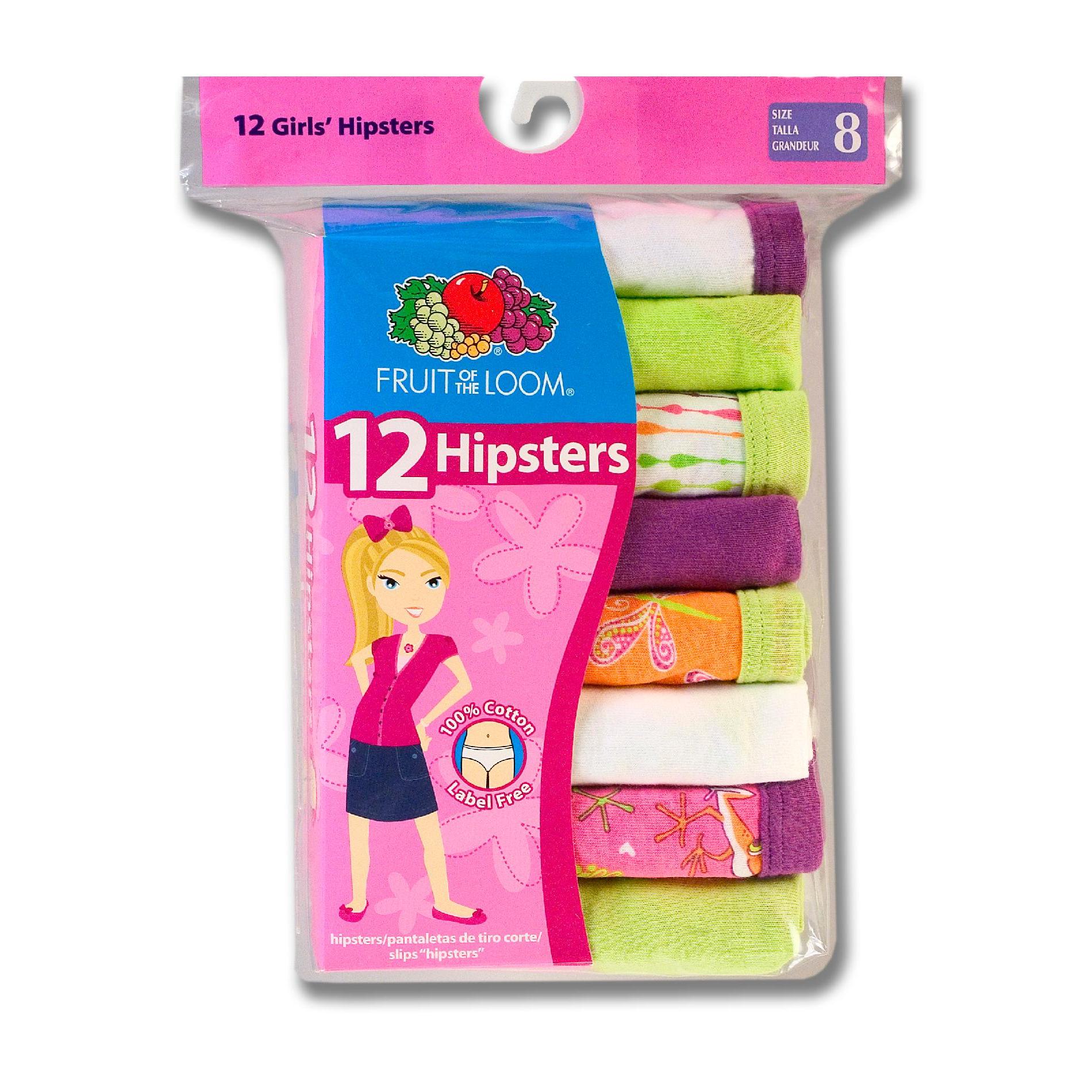 Fruit of the Loom Girls' 12 Pack Cotton Hipster