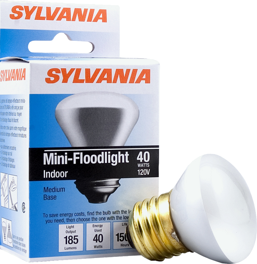 Sylvania Incandescent Mini Flood Reflector Lamp R14-Medium Base 120V Light Bulb 40W - Single Bulb