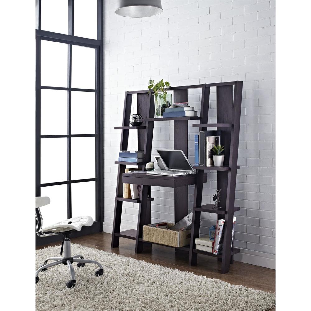 Dorel Ladder Bookcase with Desk  Multiple Colors