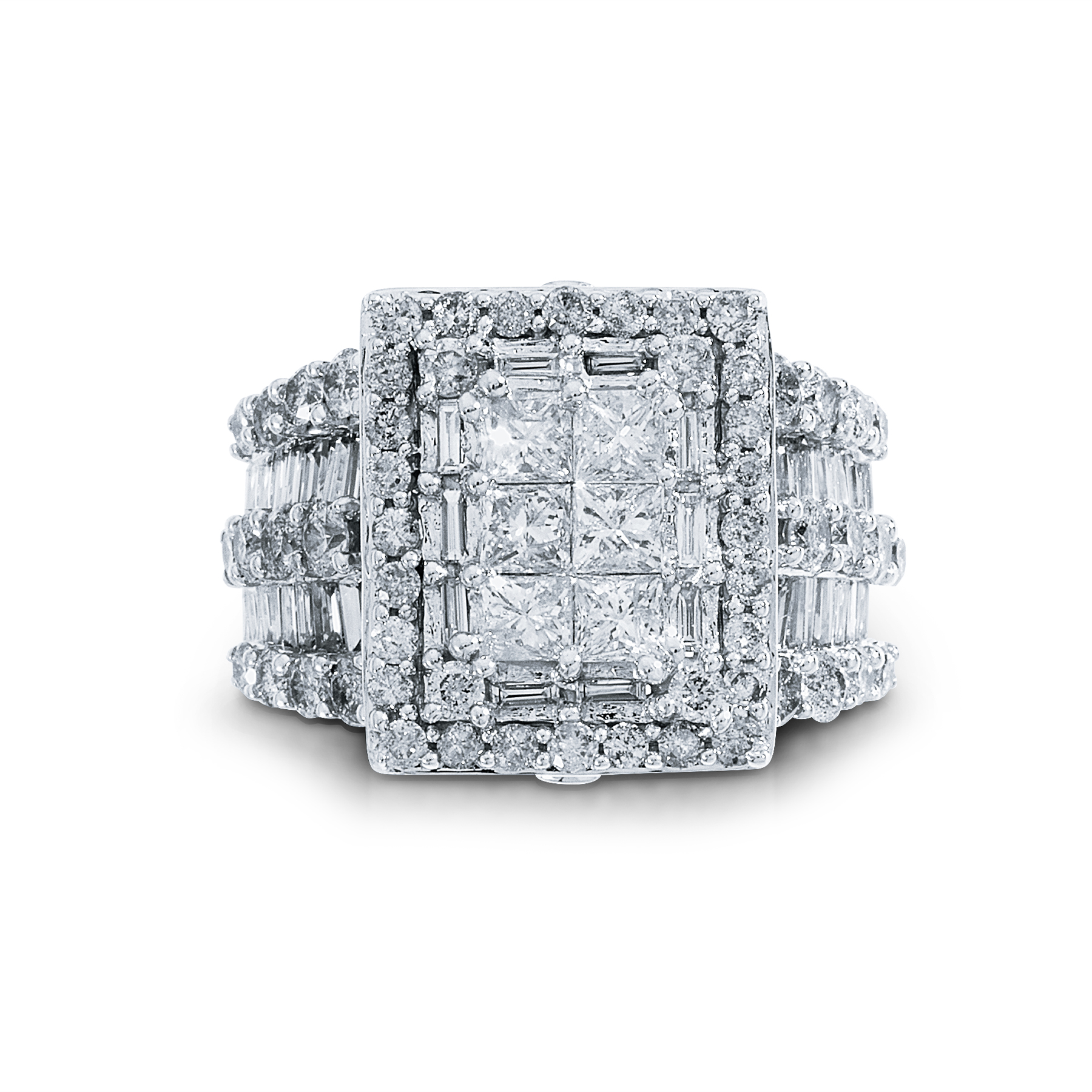 Tradition Diamond 4 Cttw. Princess Cut 10K White Gold Diamond Engagement Ring - Size 7 Only