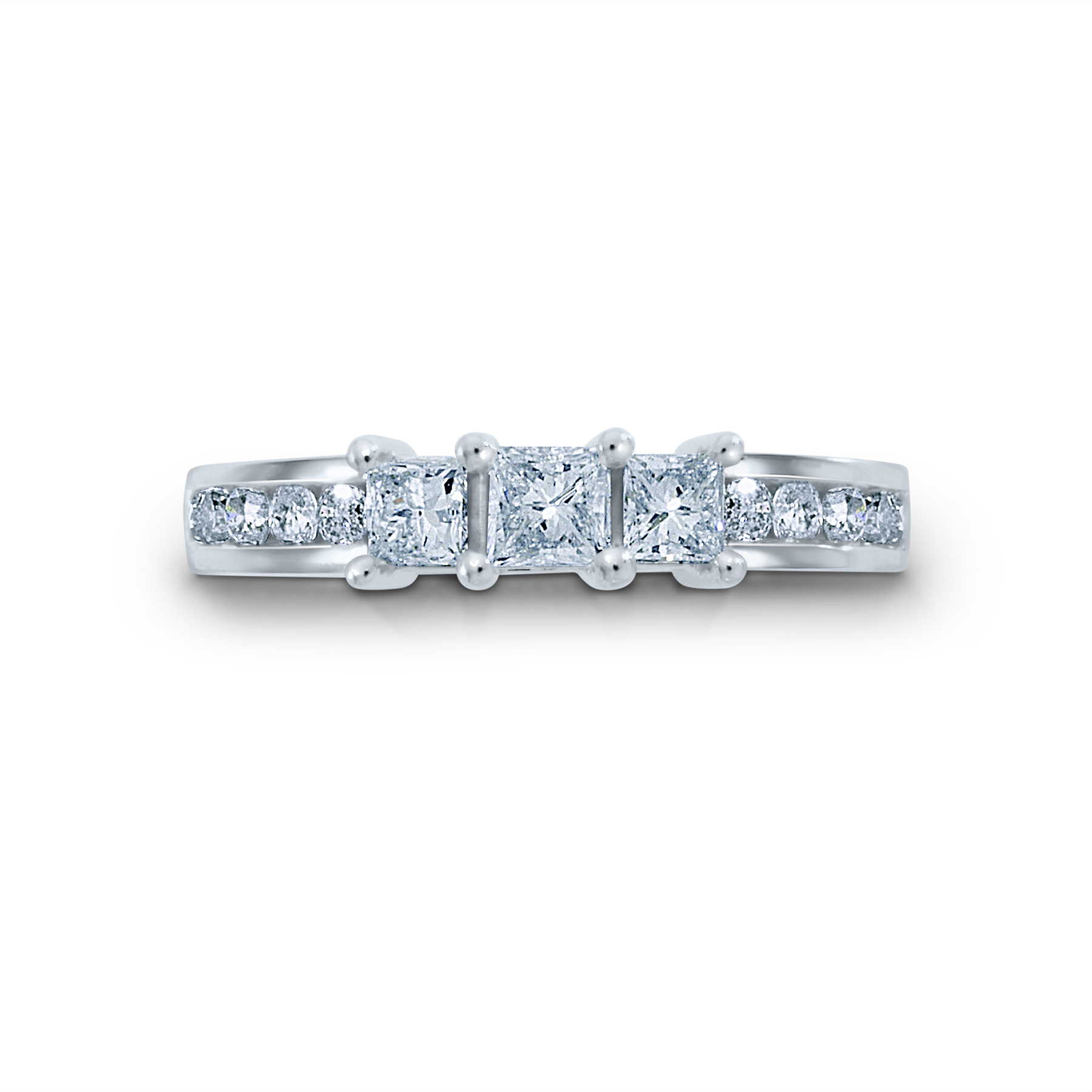 Tradition Diamond 1 Cttw. Princess Cut 10K White Gold Diamond 3-Stone Engagement Ring
