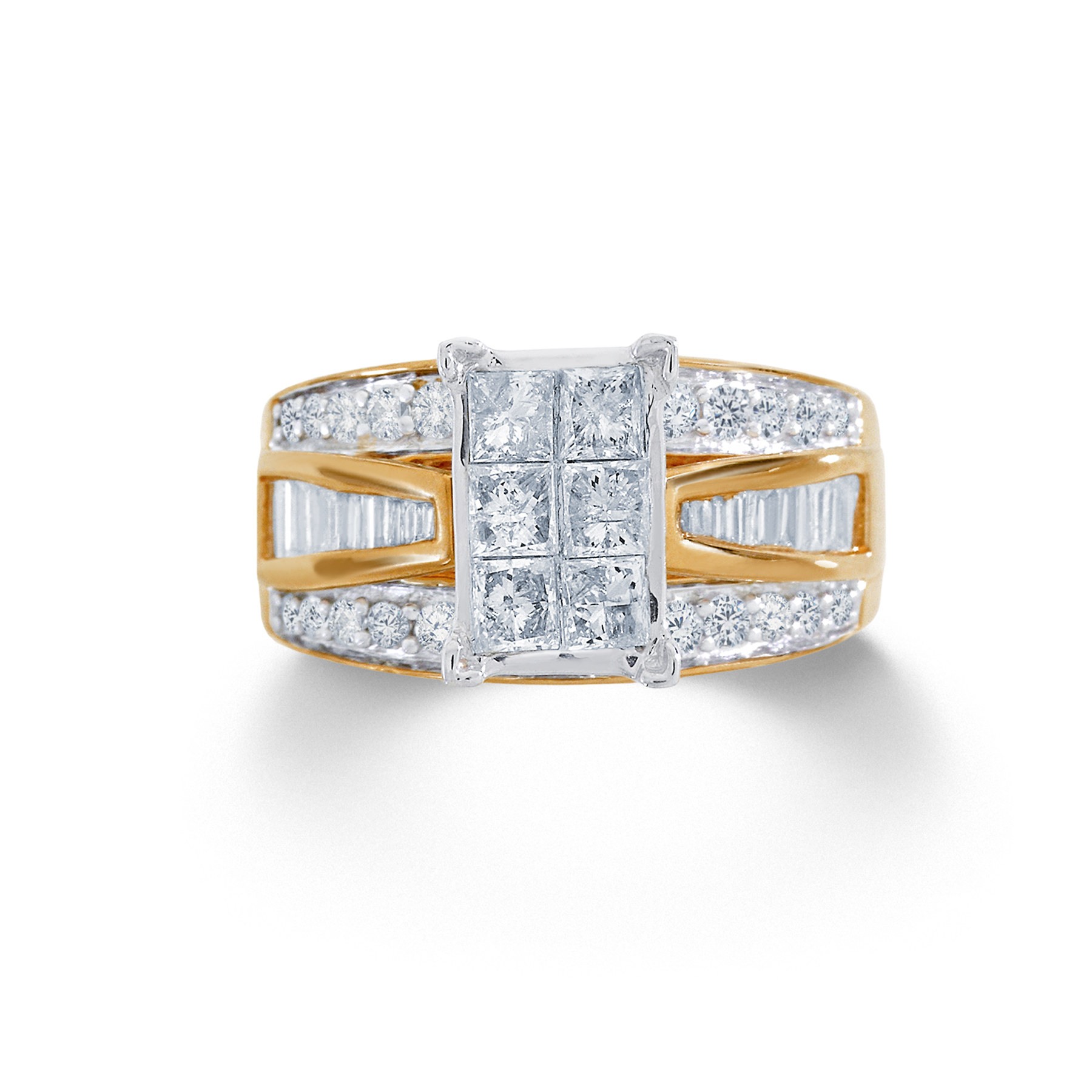 2 Cttw. Princess 14k Yellow Gold Diamond Engagement Ring