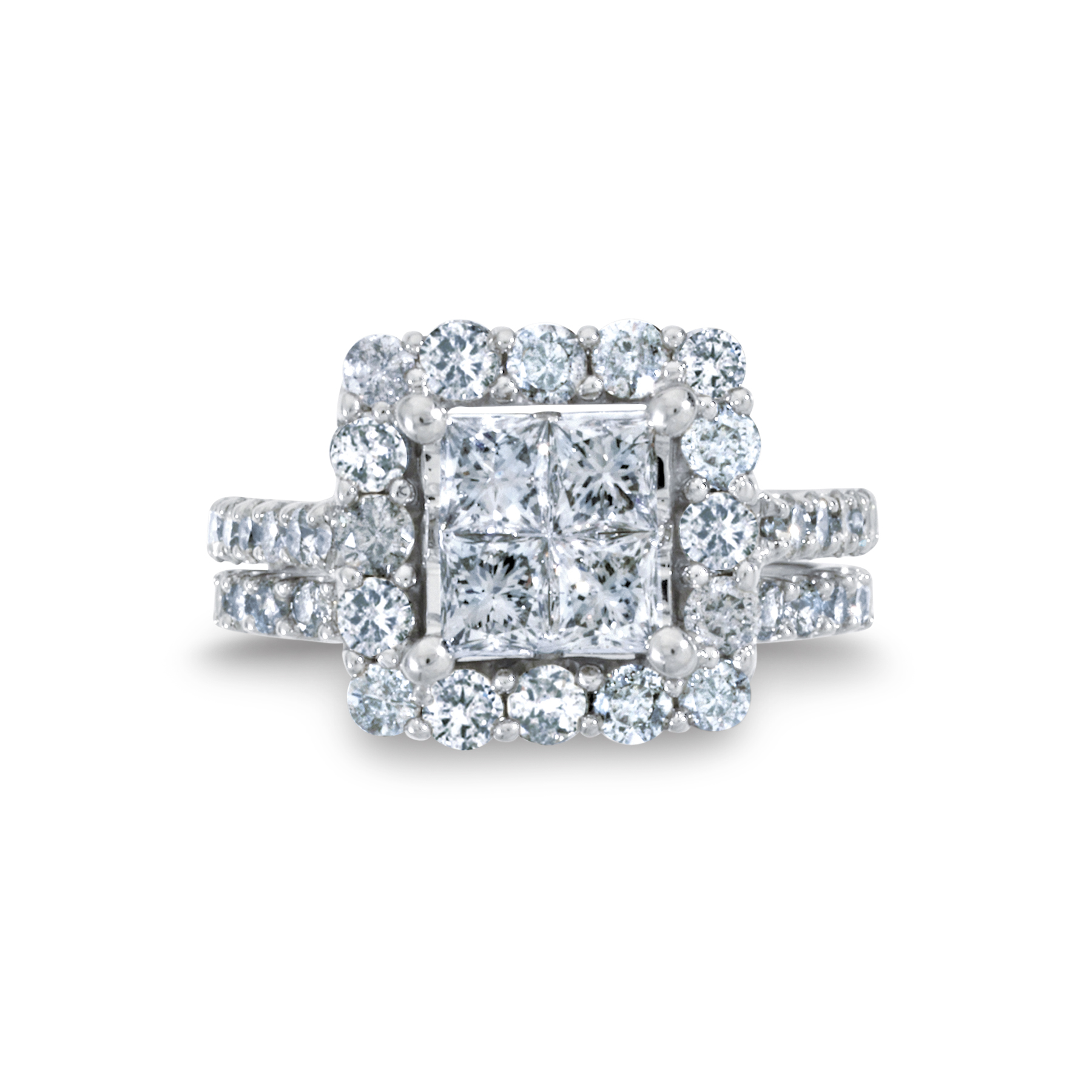 Tradition Diamond 3 Cttw. Princess Cut 10K White Gold Diamond Bridal Set