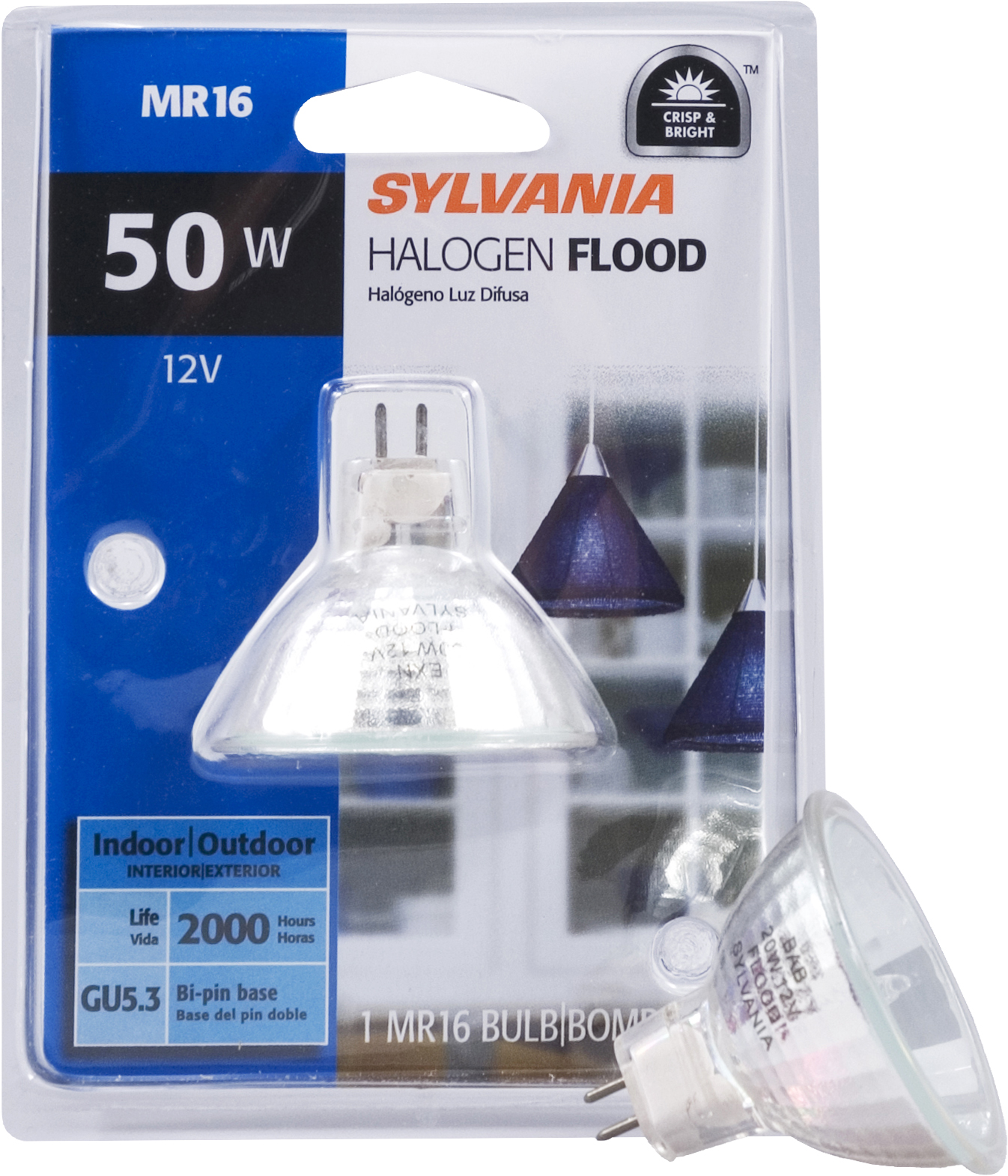 Sylvania Halogen Reflector Flood Lamp MR16-Bipin Base 120V Light Bulb 50W - Single Bulb