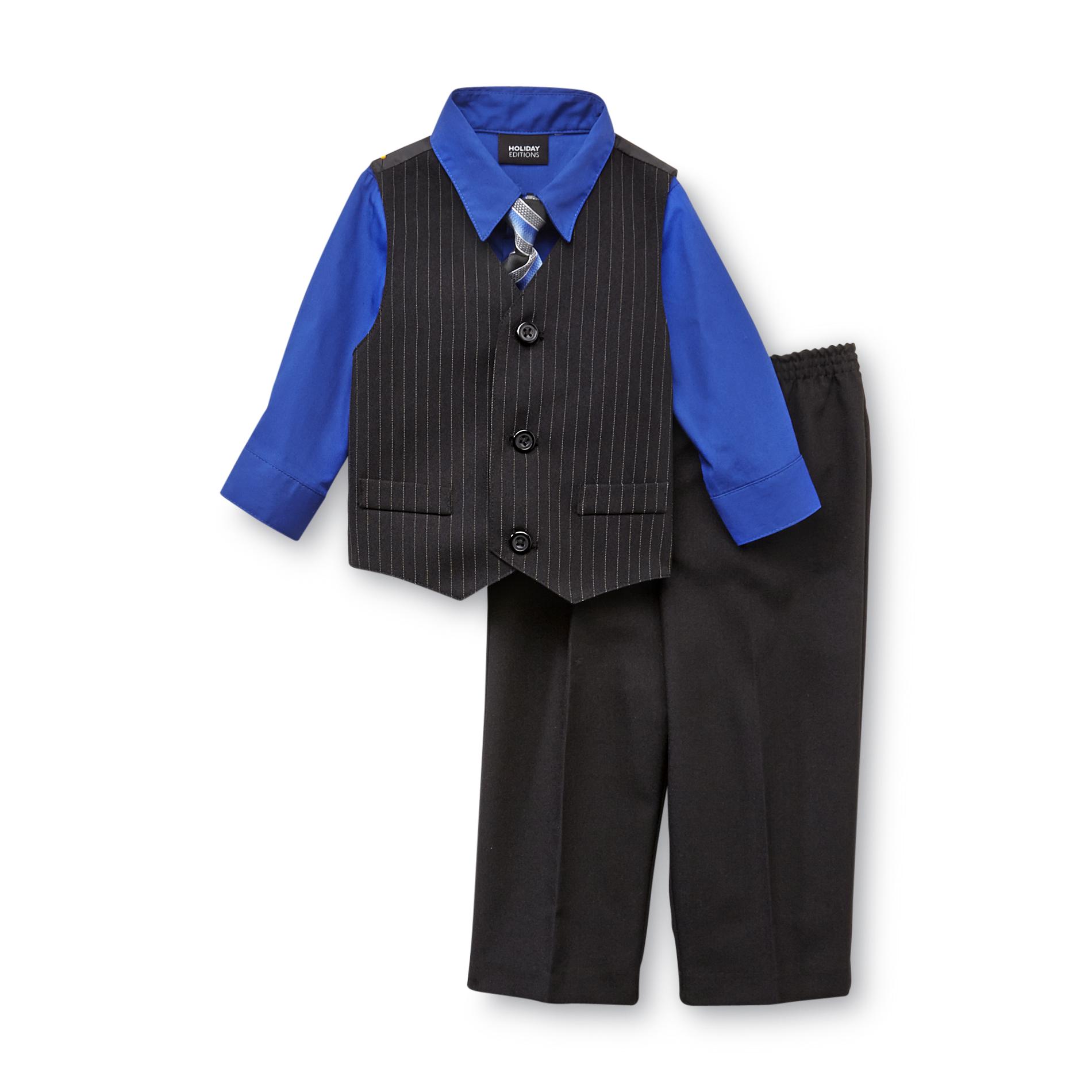 Holiday Editions Infant & Toddler Boy's 4-Piece Vest Set - Pinstriped