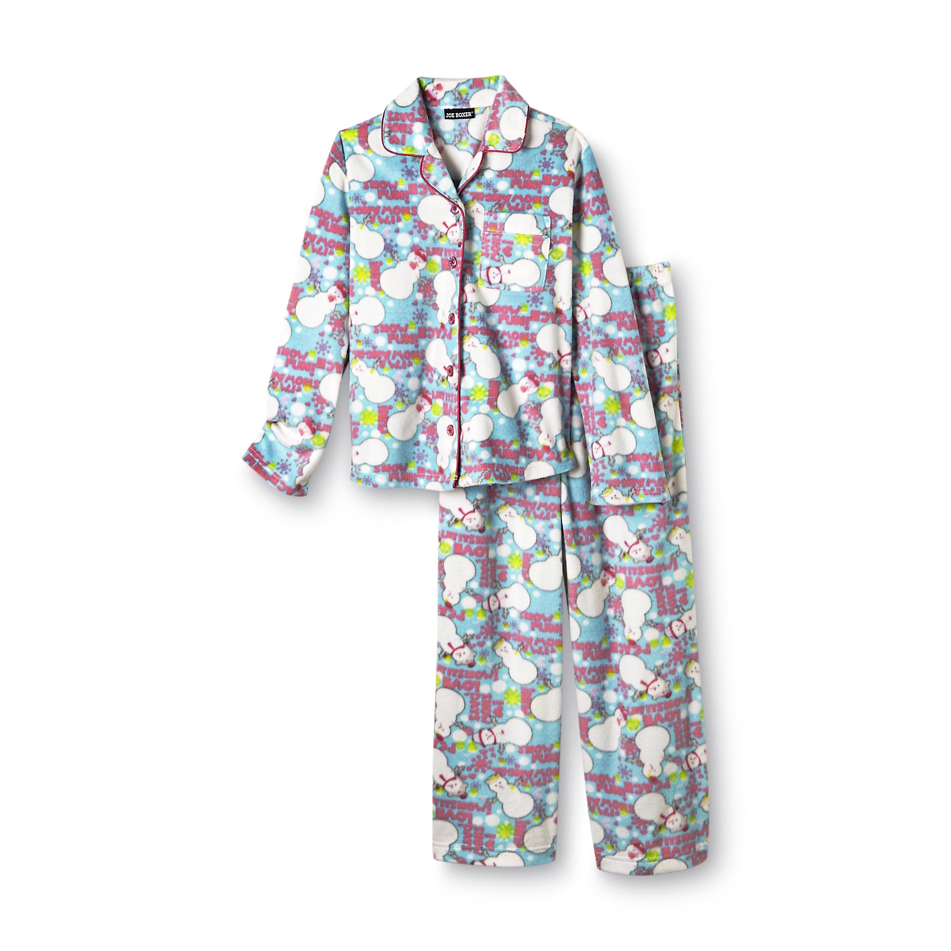 Joe Boxer Girl's Fleece Pajama Set - Snowman
