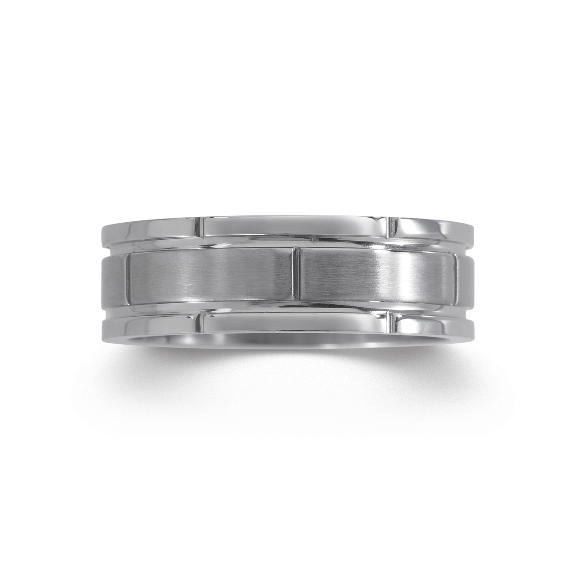 Men's Stainless Steel Wedding Band - Brick Design - Size 10.5 Only
