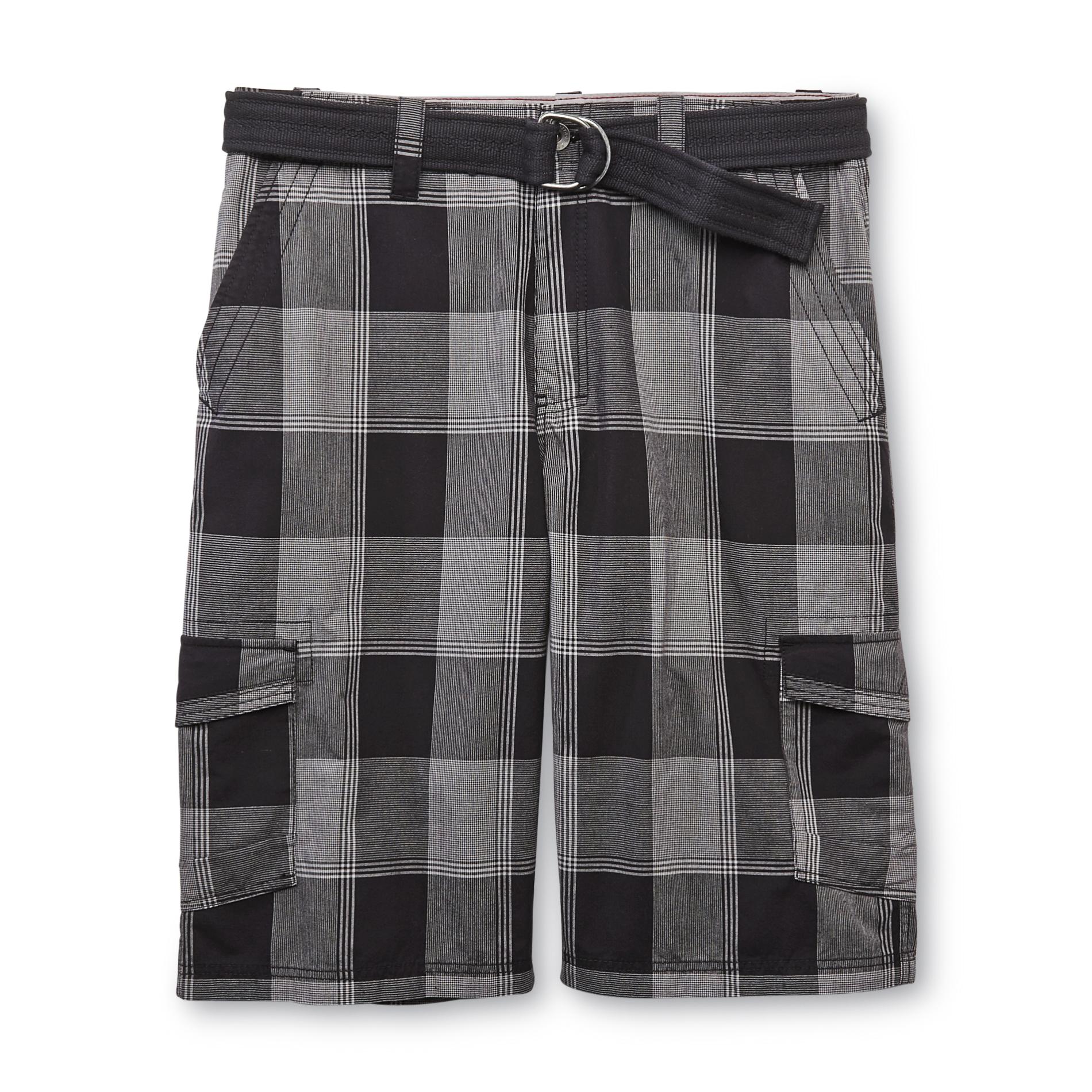 Route 66 Men's Belted Cargo Shorts - Plaid