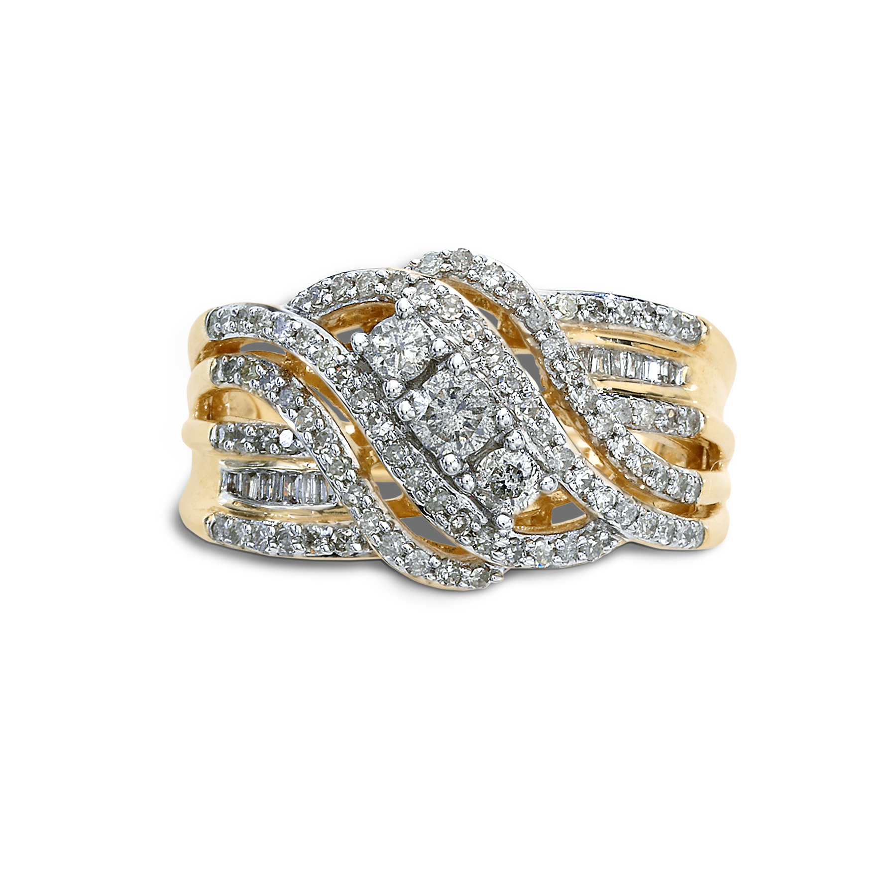 3/4 Cttw. Round 10k Yellow Gold 3-Stone Bridal Ring