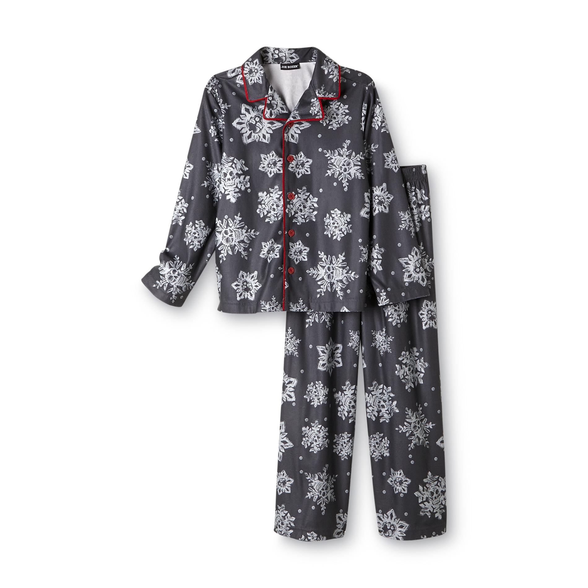 Joe Boxer Boy's Flannel Pajamas - Snowflakes & Skulls