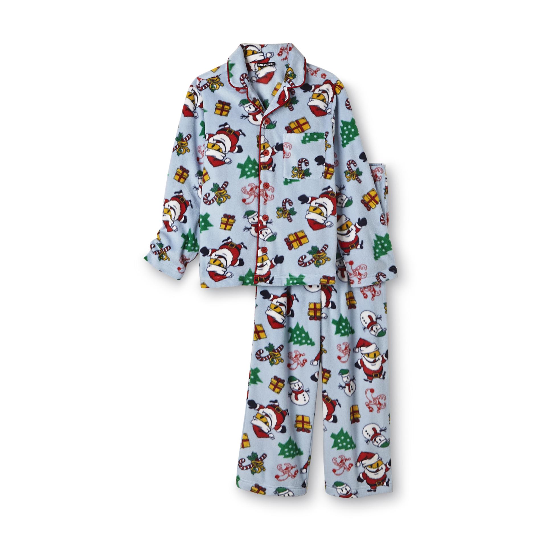 Joe Boxer Boy's Fleece Christmas Pajama Set - Smiley Santa
