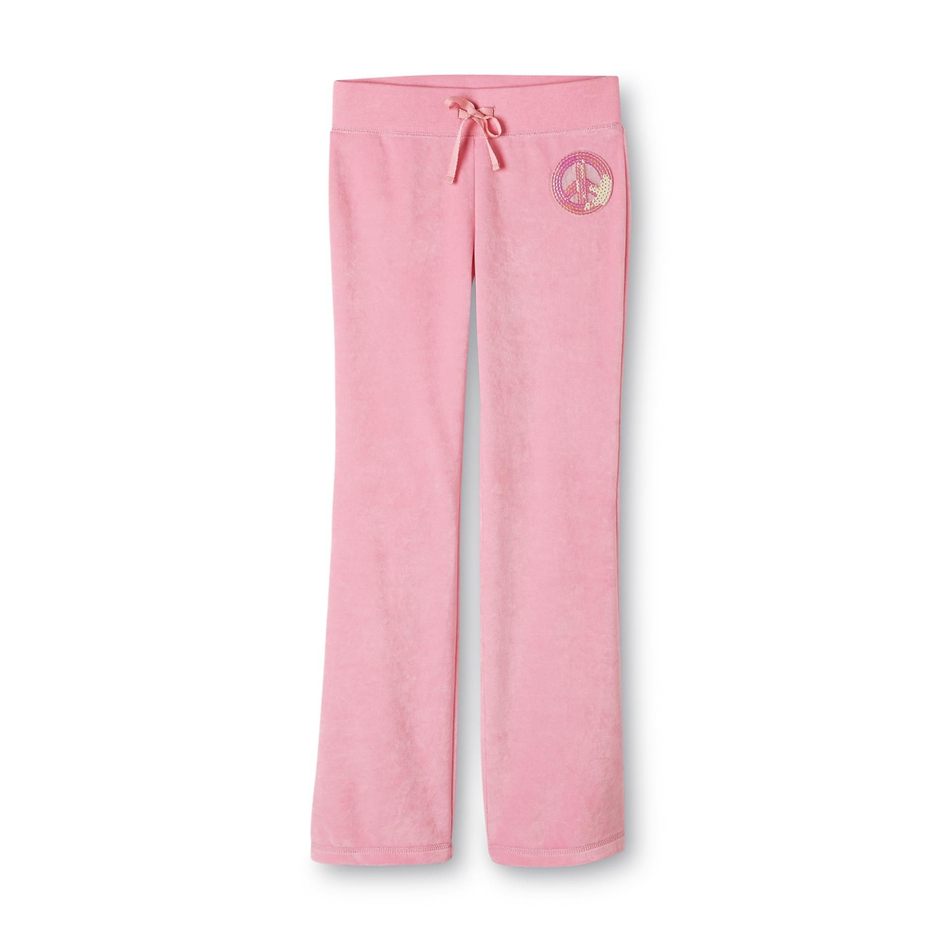 Basic Editions Girl's Velour Pants - Peace Symbol