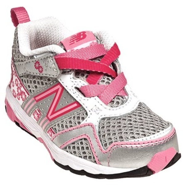 New Balance Toddler Girls' Silver and Pink Sneaker