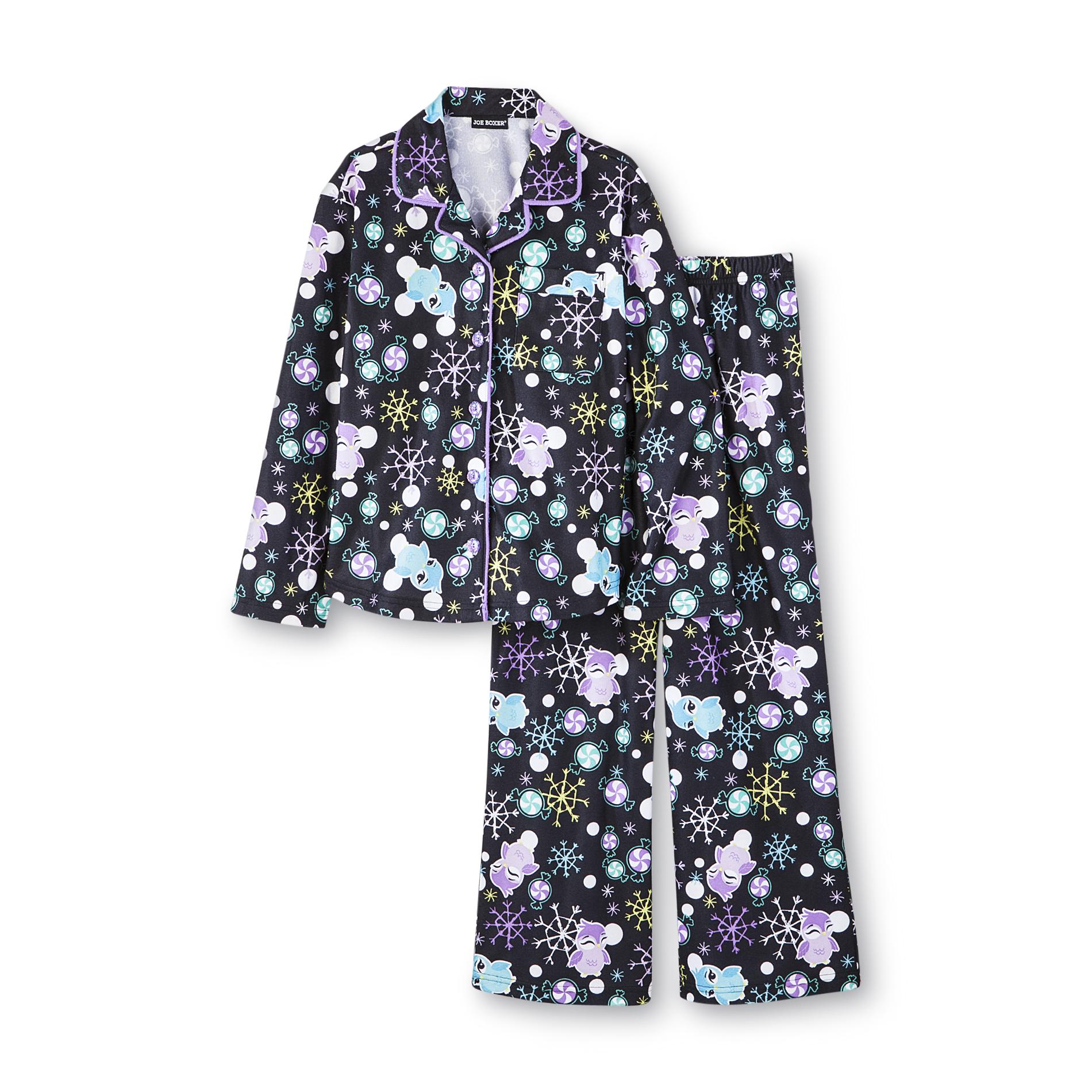 Joe Boxer Girl's Flannel Pajamas - Birds & Snowflakes