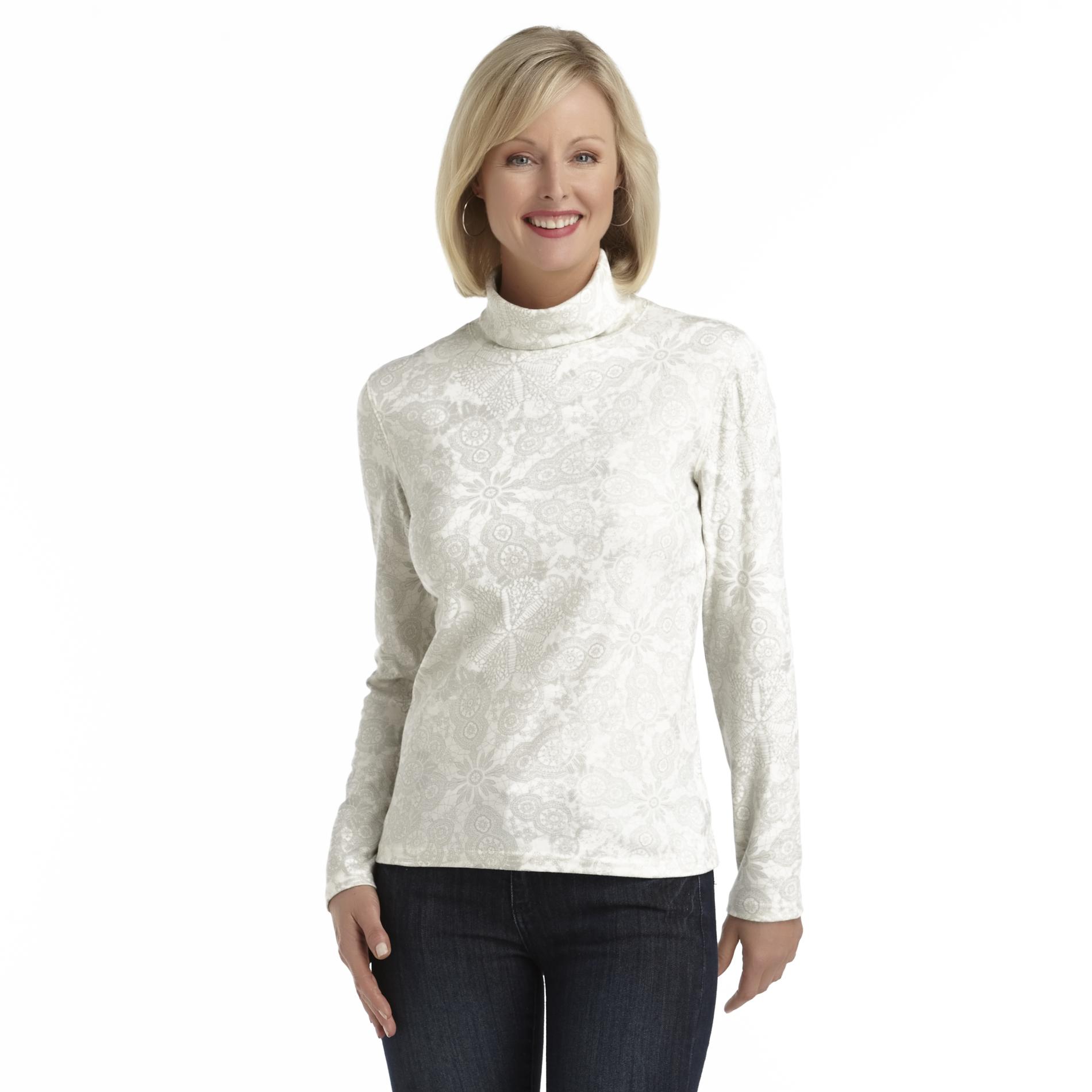 Holiday Editions Women's Cotton Turtleneck - Snowflake