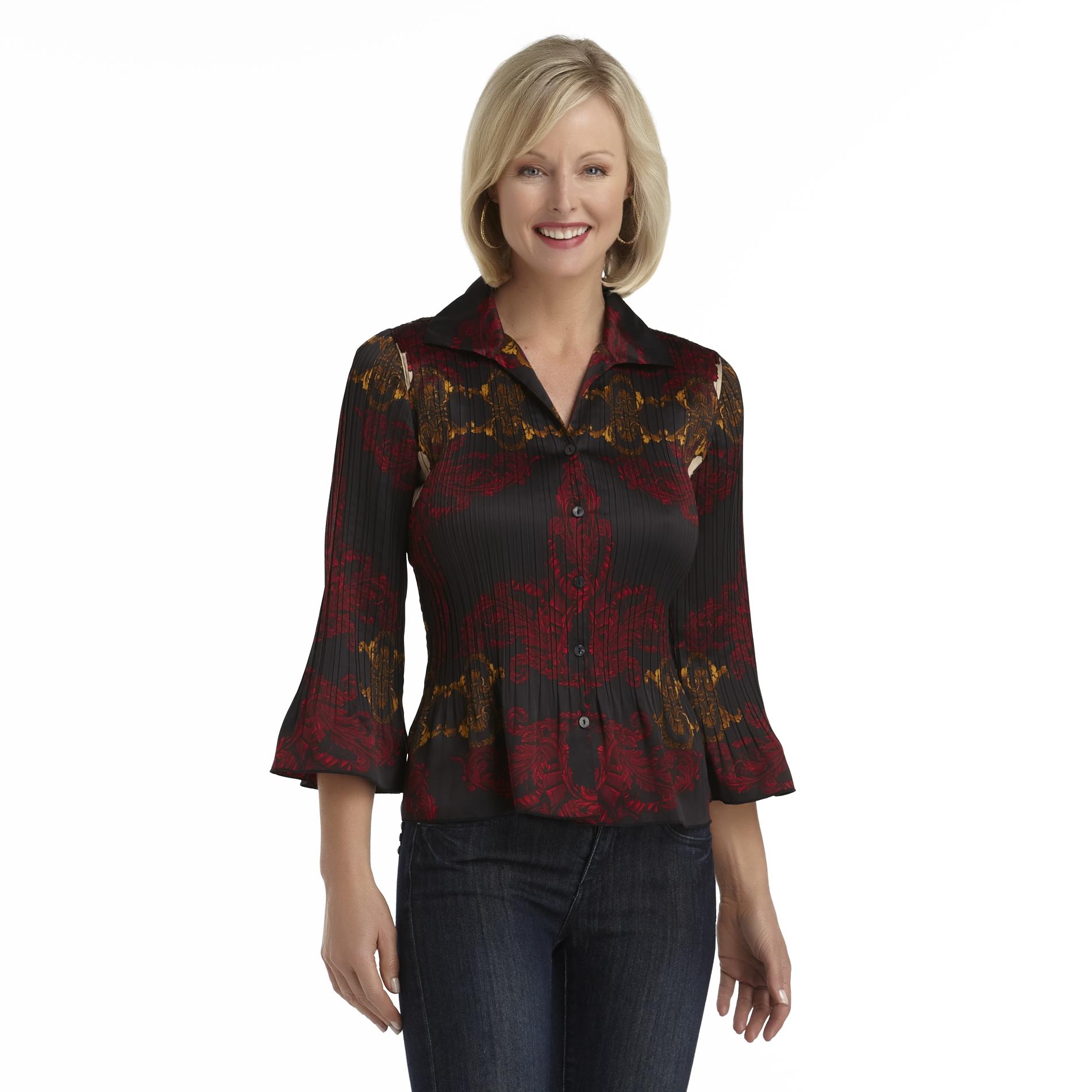 Jaclyn Smith Women's Accordion Pleat Top - Floral