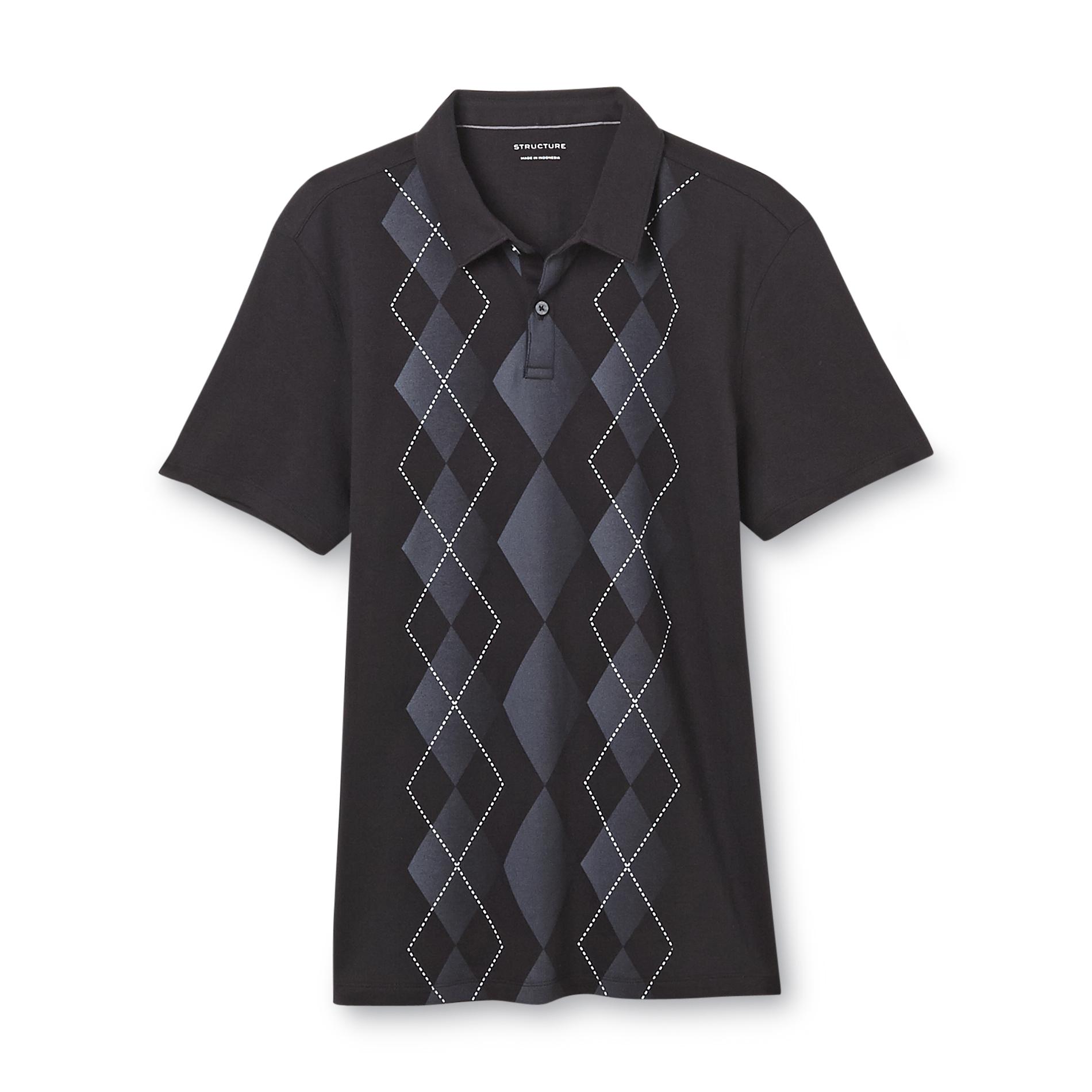 Structure Men's Short Sleeve Microfiber Polo Shirt - Plaid