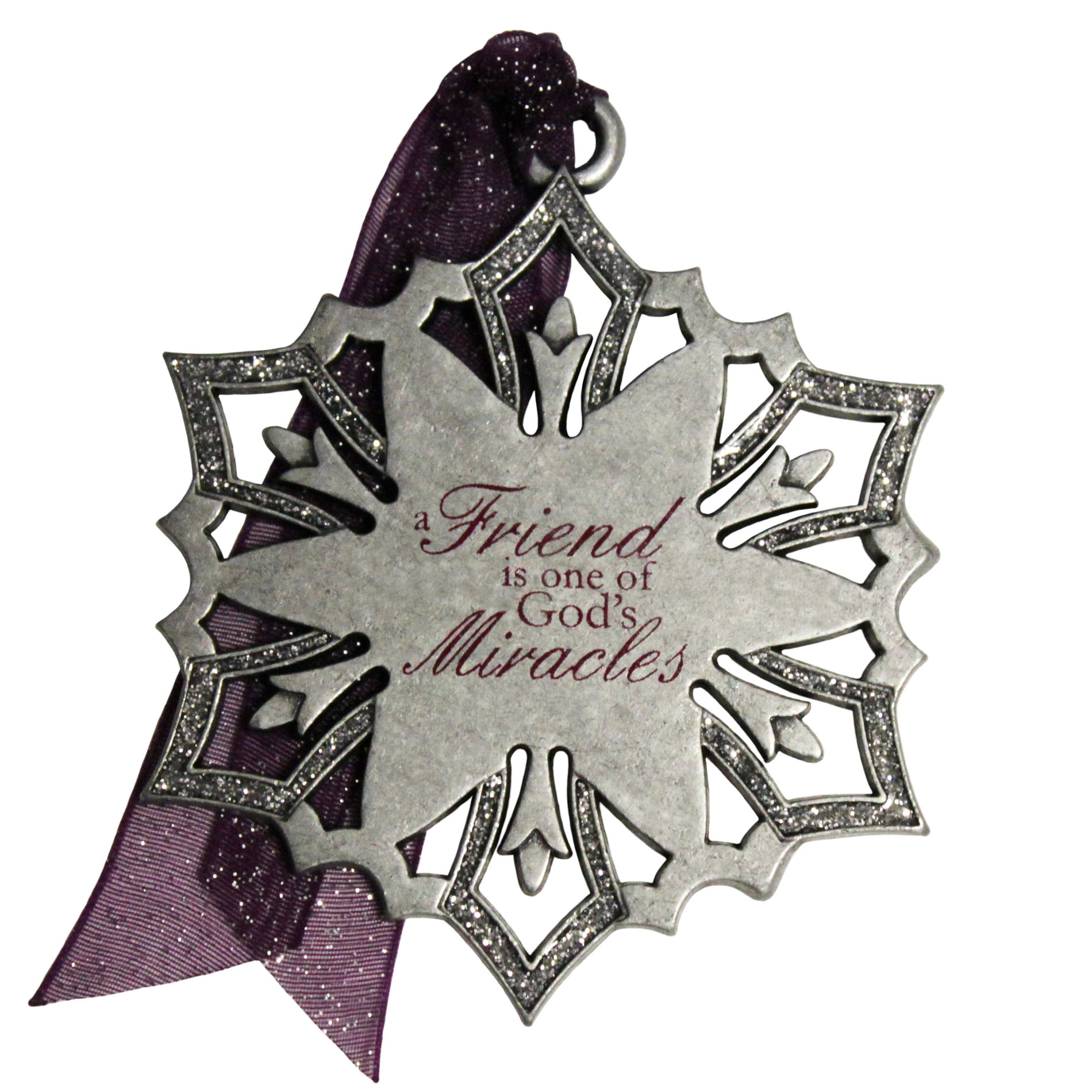 Gloria Duchin, Inc. Snowflake with&#160; "A friend is one of God's miracles", 3" Christmas Ornament