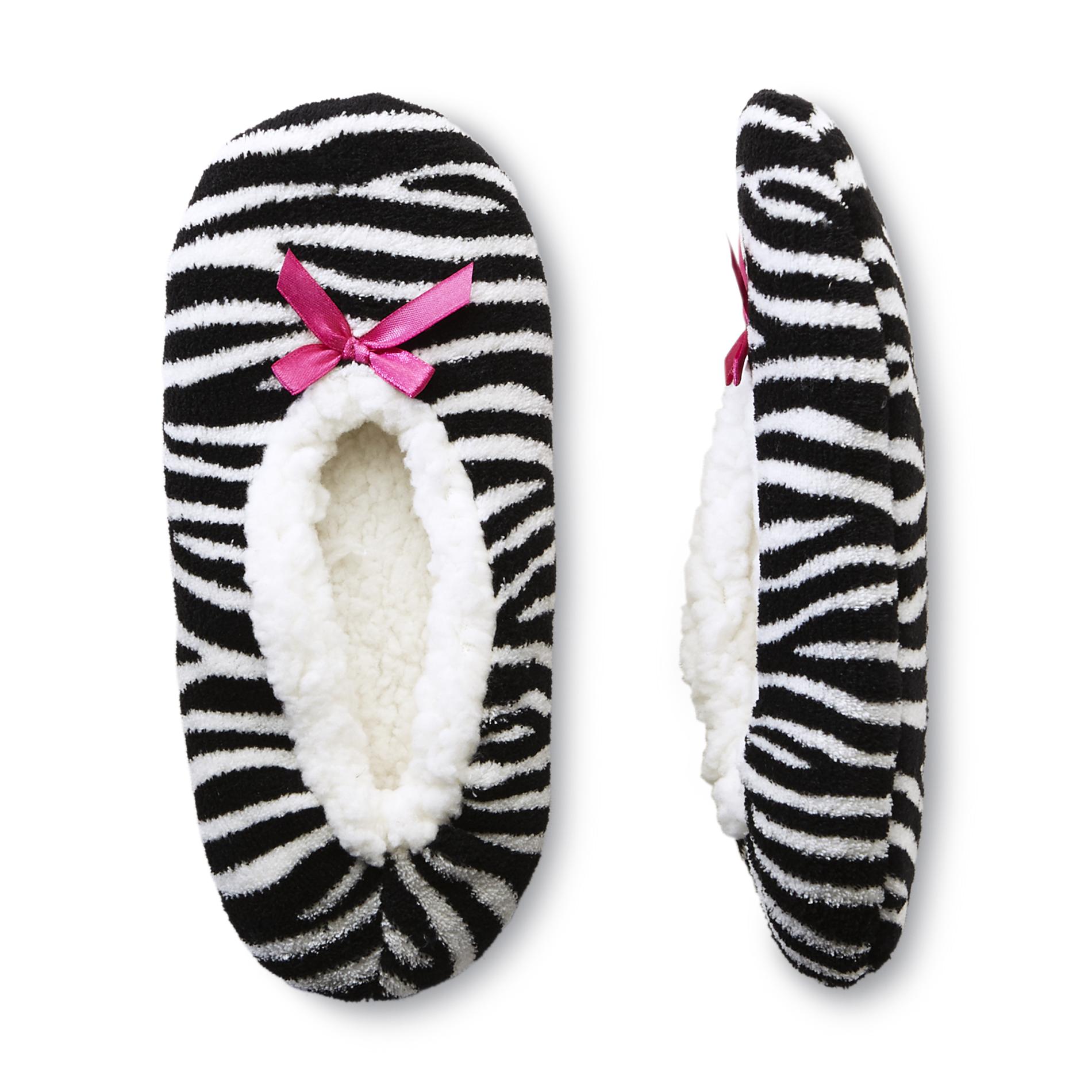 Joe Boxer Women's Faux Sherpa Cozy Slippers - Zebra