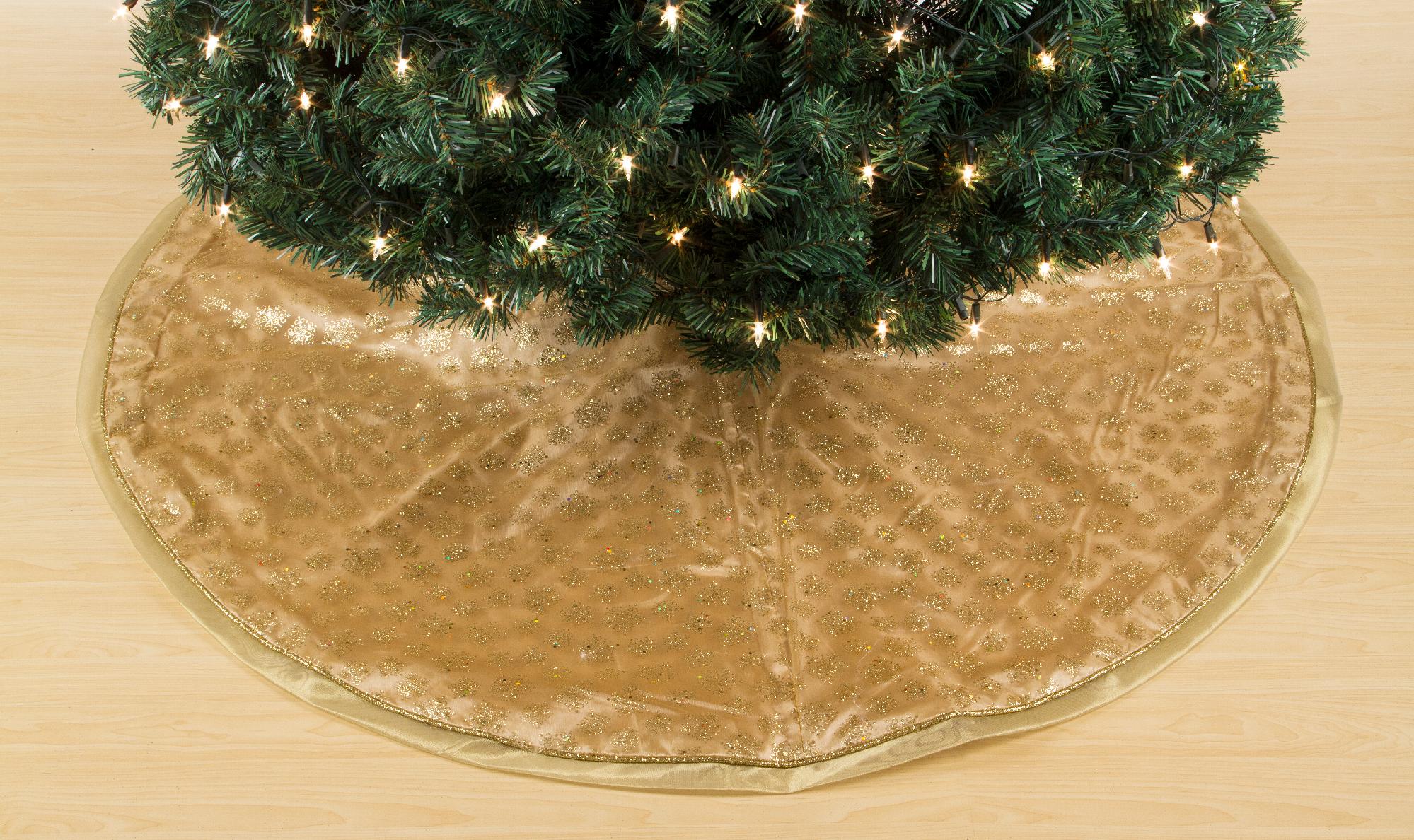 Jaclyn Smith Glimmer & Glisten 52in Gold Glitter Snowflake Tree Skirt