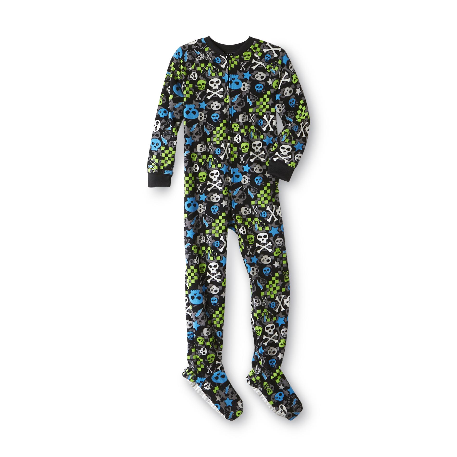 Joe Boxer Boy's Fleece One-Piece Footie Pajamas - Skulls