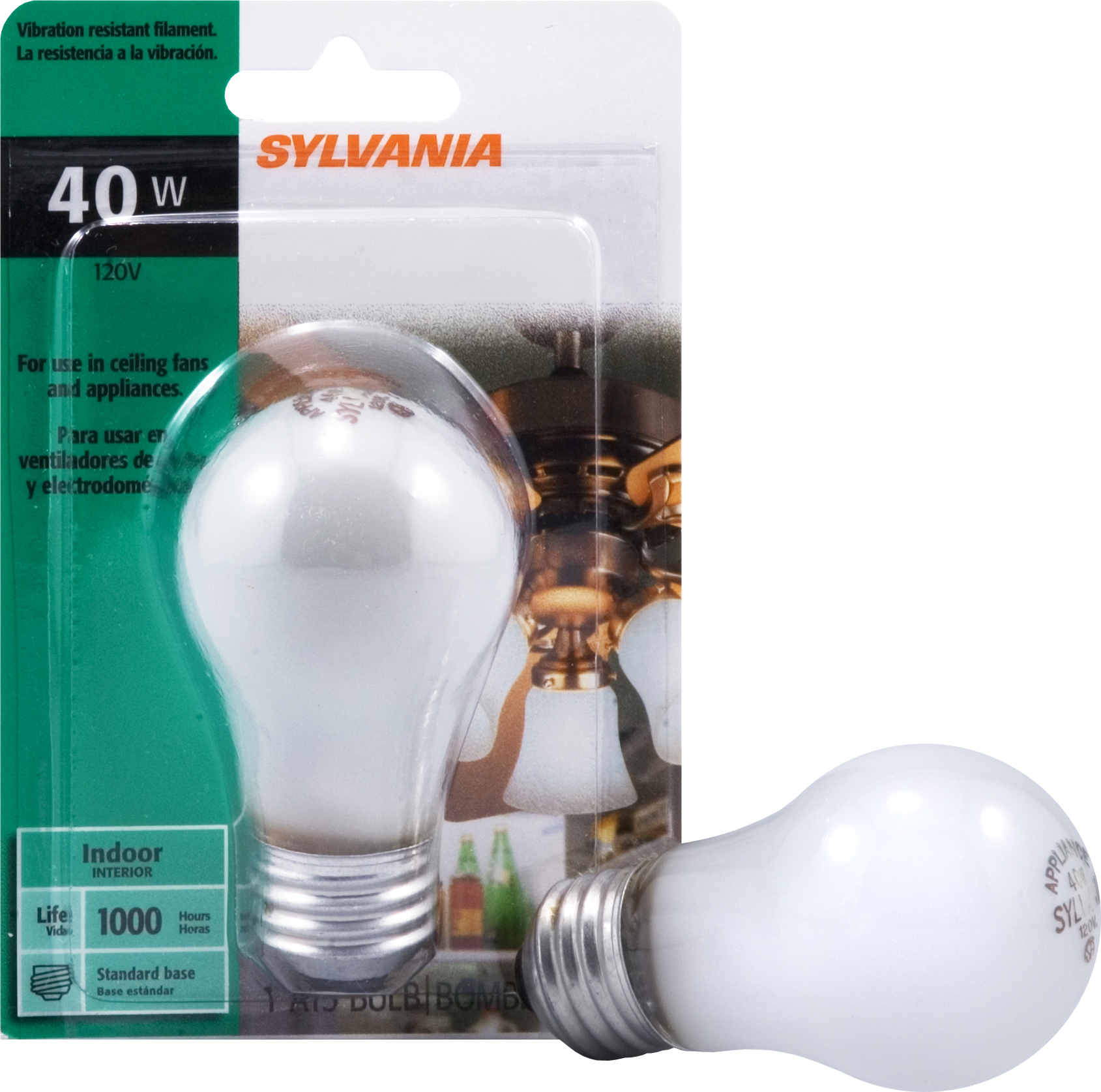 Sylvania Incandescent Frosted Appliance Lamp A15Medium Base 120V Light