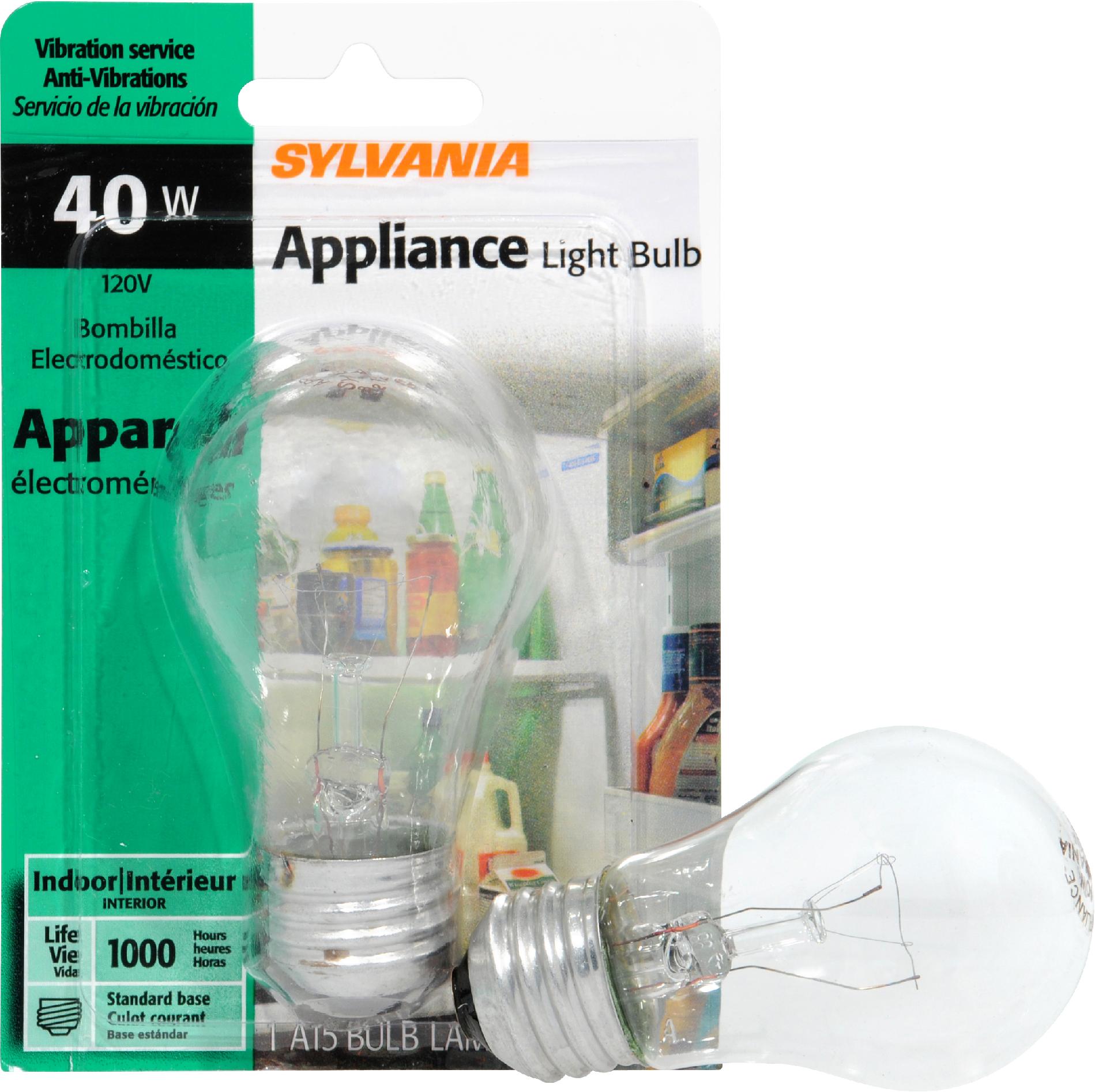 Sylvania Incandescent Clear Appliance Lamp A15-Medium Base 120V Light Bulb 40W - Single Bulb