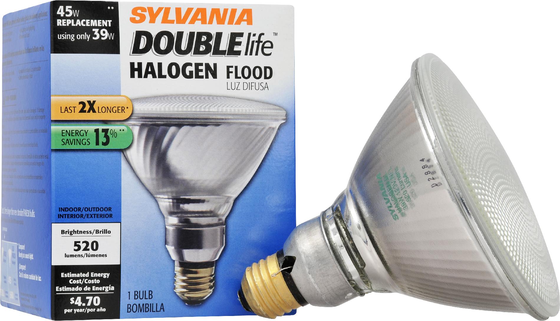 Sylvania Halogen Narrow Flood Lamp PAR38-Medium Base 120V Light Bulb 39W Equivalent 55W DOUBLElife - Single Bulb