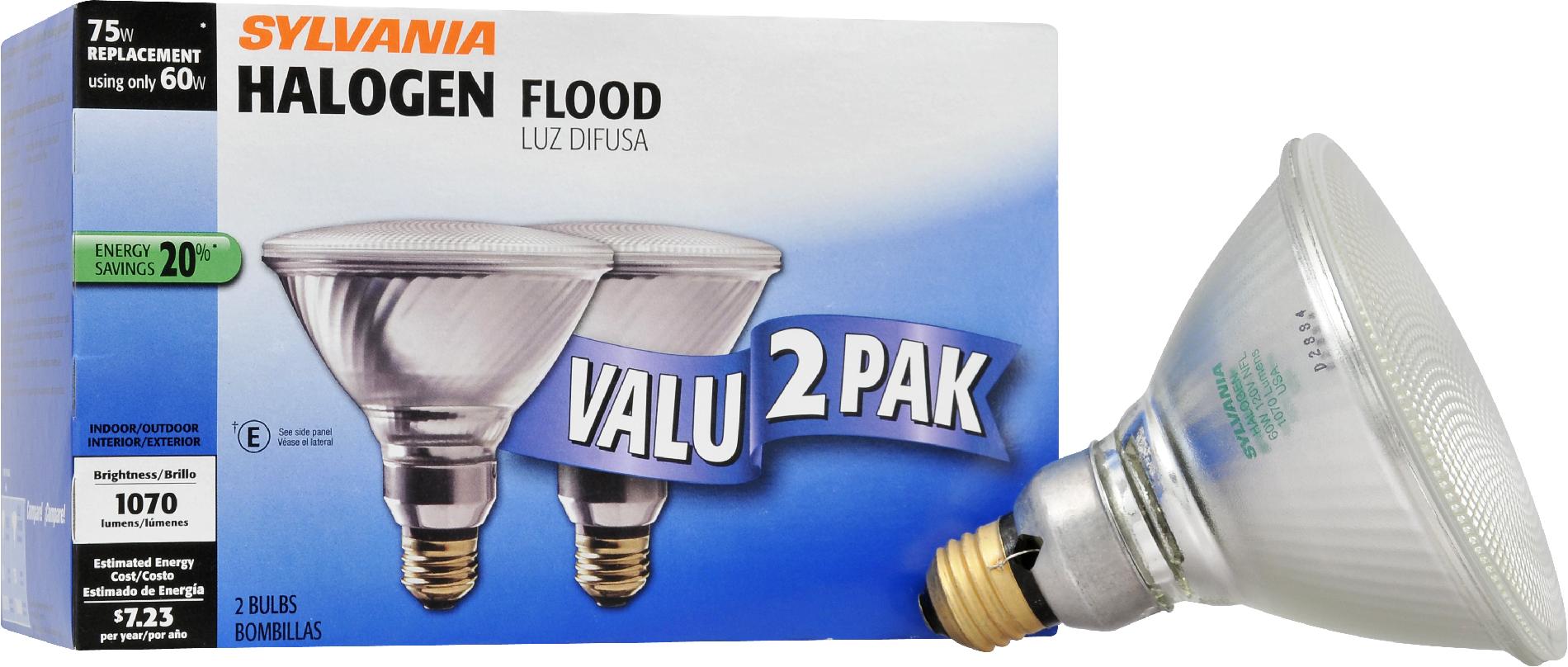 Sylvania Halogen Narrow Flood Lamp PAR38-Medium Base 120V Light Bulb 60W Equivalent 85W - 2 Pack